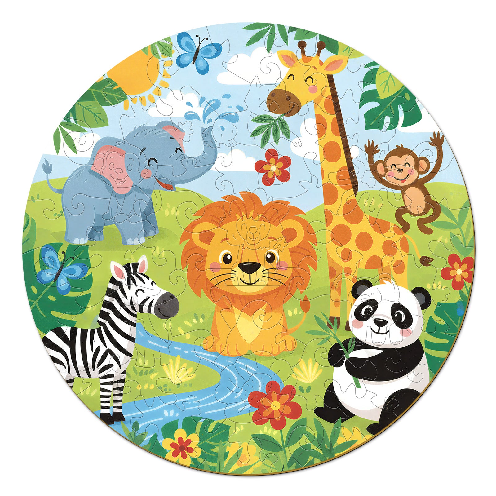 Animals Party Wooden Puzzle Interactive Celebration Jigsaw Toy