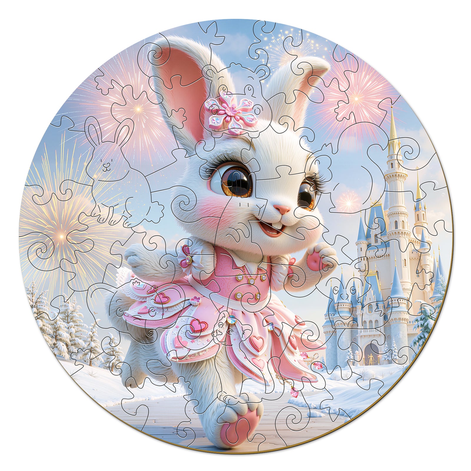 Fairy Rabbit Wood Puzzle Whimsical Montessori Learning Toy - Aeekdook