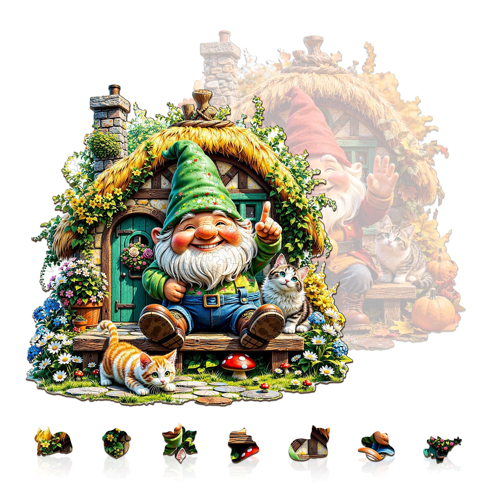Double-sided Gnome Wooden Jigsaw Puzzles