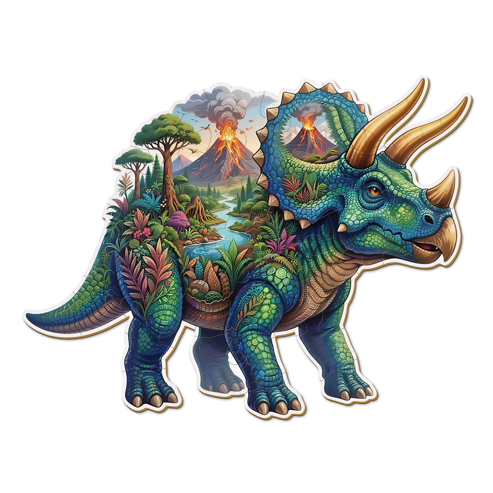 Fantasy Triceratops 28 Piece Kids Wood Puzzle
