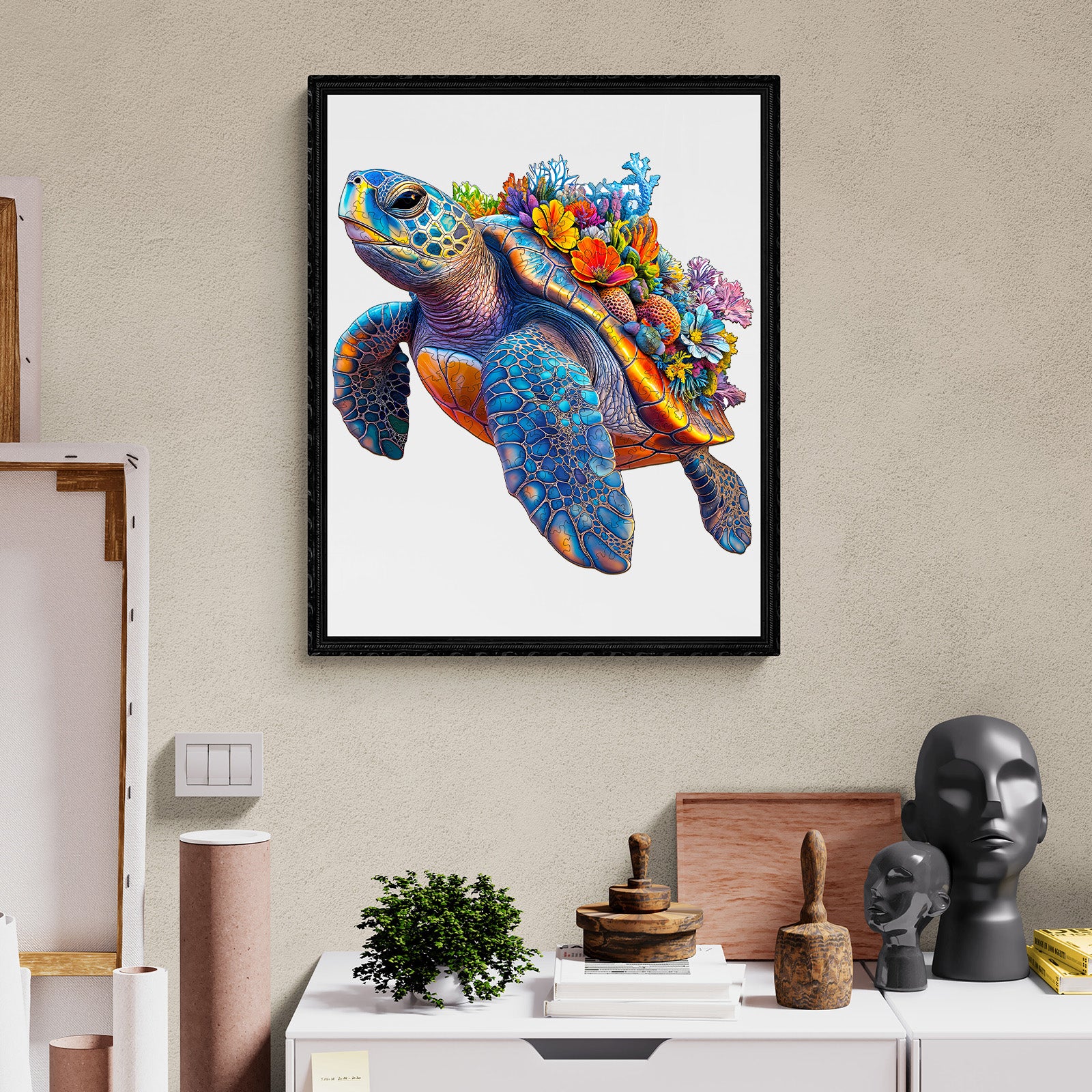 Coraland Turtle Unique Shape Wood Puzzle Ocean Art - Aeekdook