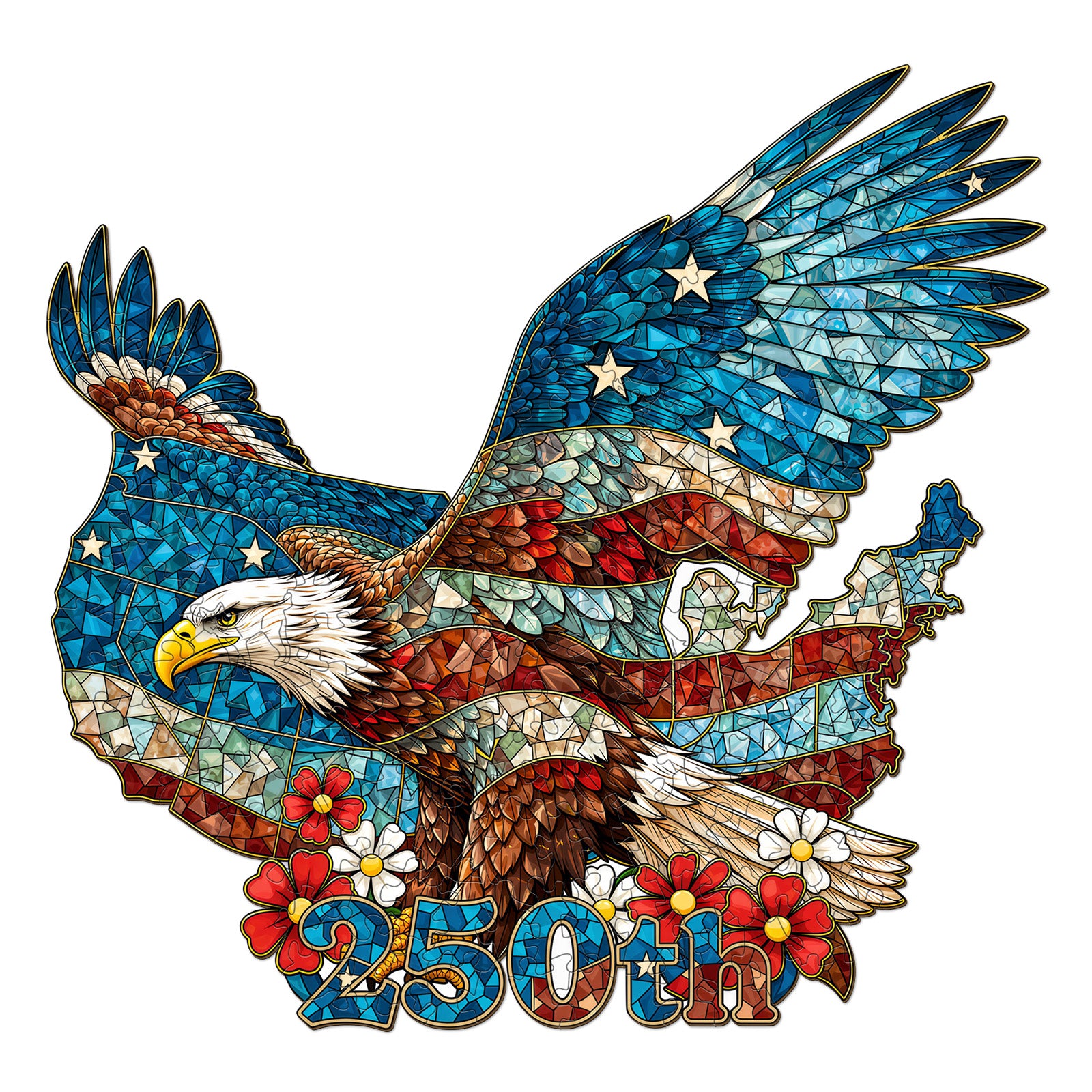 Stained Glass 250th USA Wooden Puzzles for Adults
