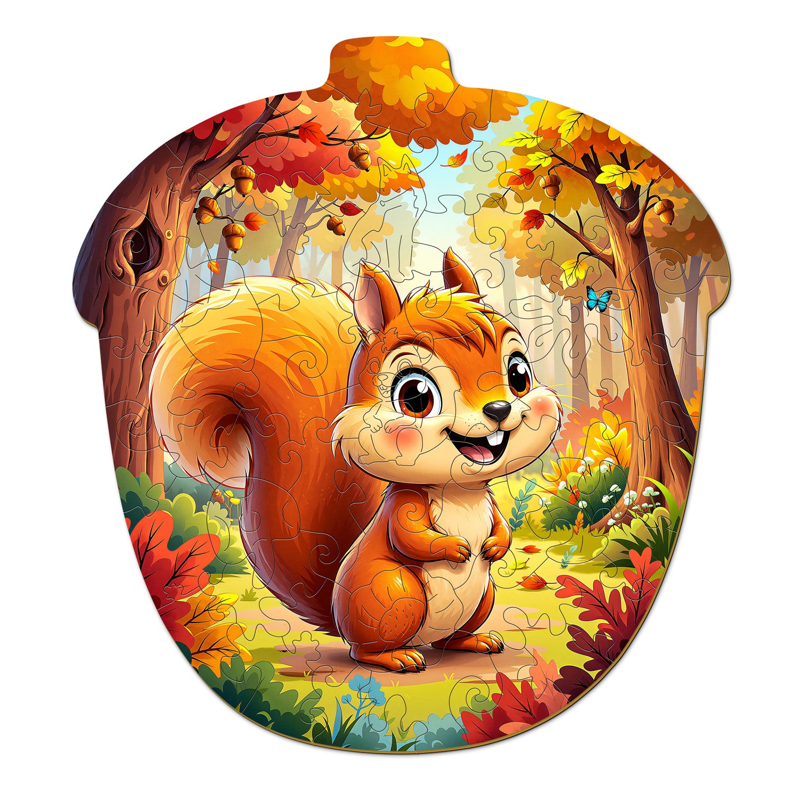 Cute Squirrel Autumn Wooden Toy for Kids