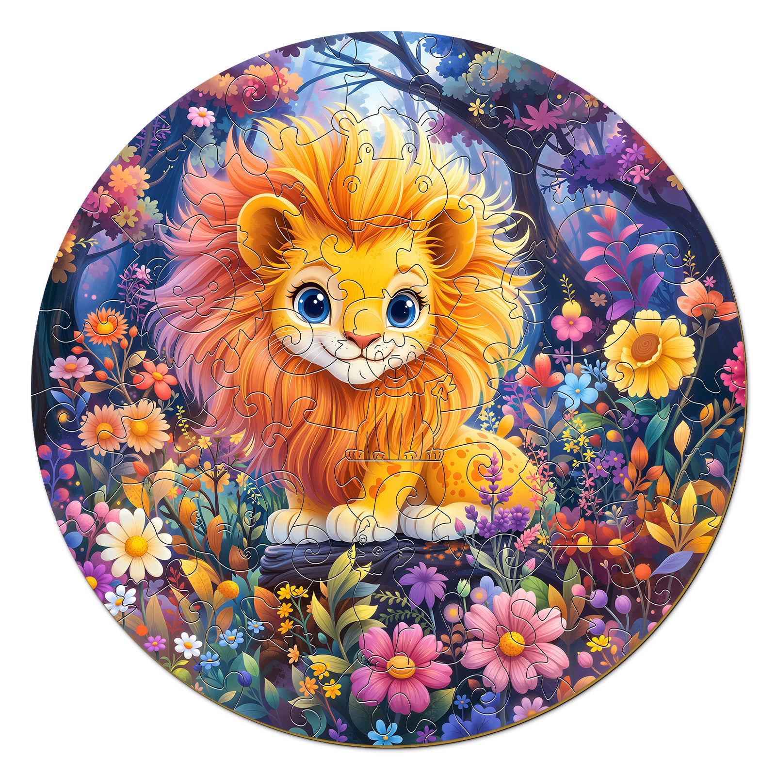 Rainbow Lion 50 Pieces Wooden Puzzles for Kids Ages 4-6 - Aeekdook