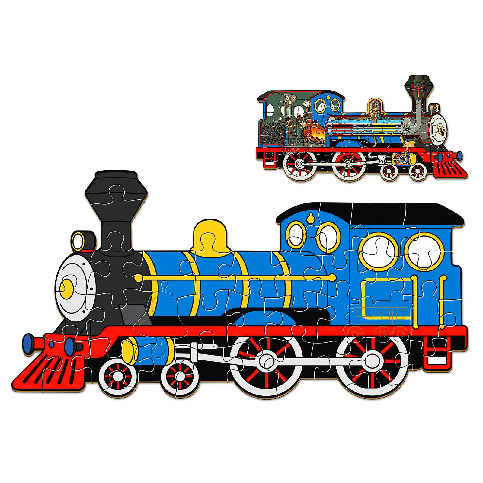 Double-sided Steam Train Wooden Puzzle for Kids