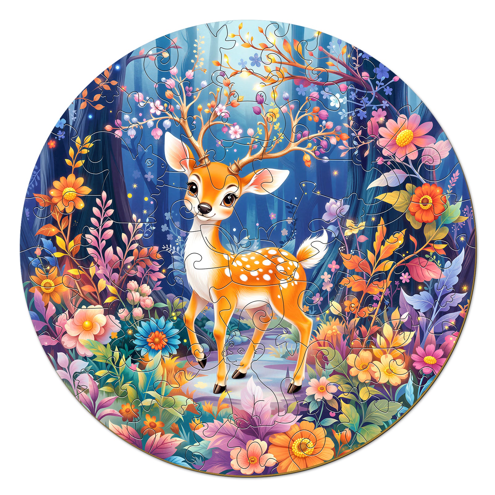 Rainbow Deer 50 Pieces Wooden Puzzles for Kids Ages 4-6 - Aeekdook