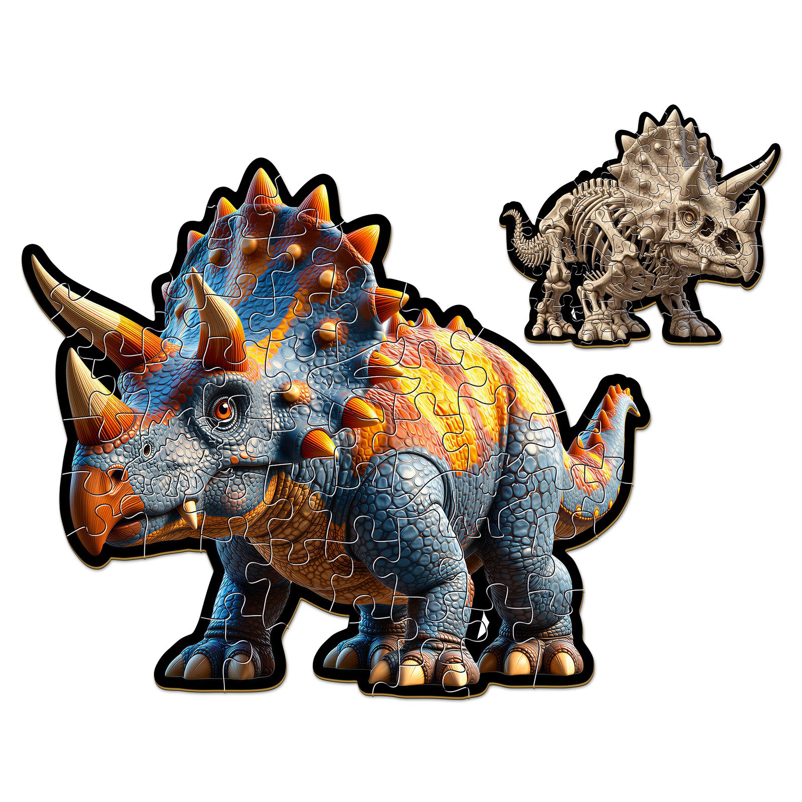 Double-sided Triceratops Wooden Puzzle for Kids