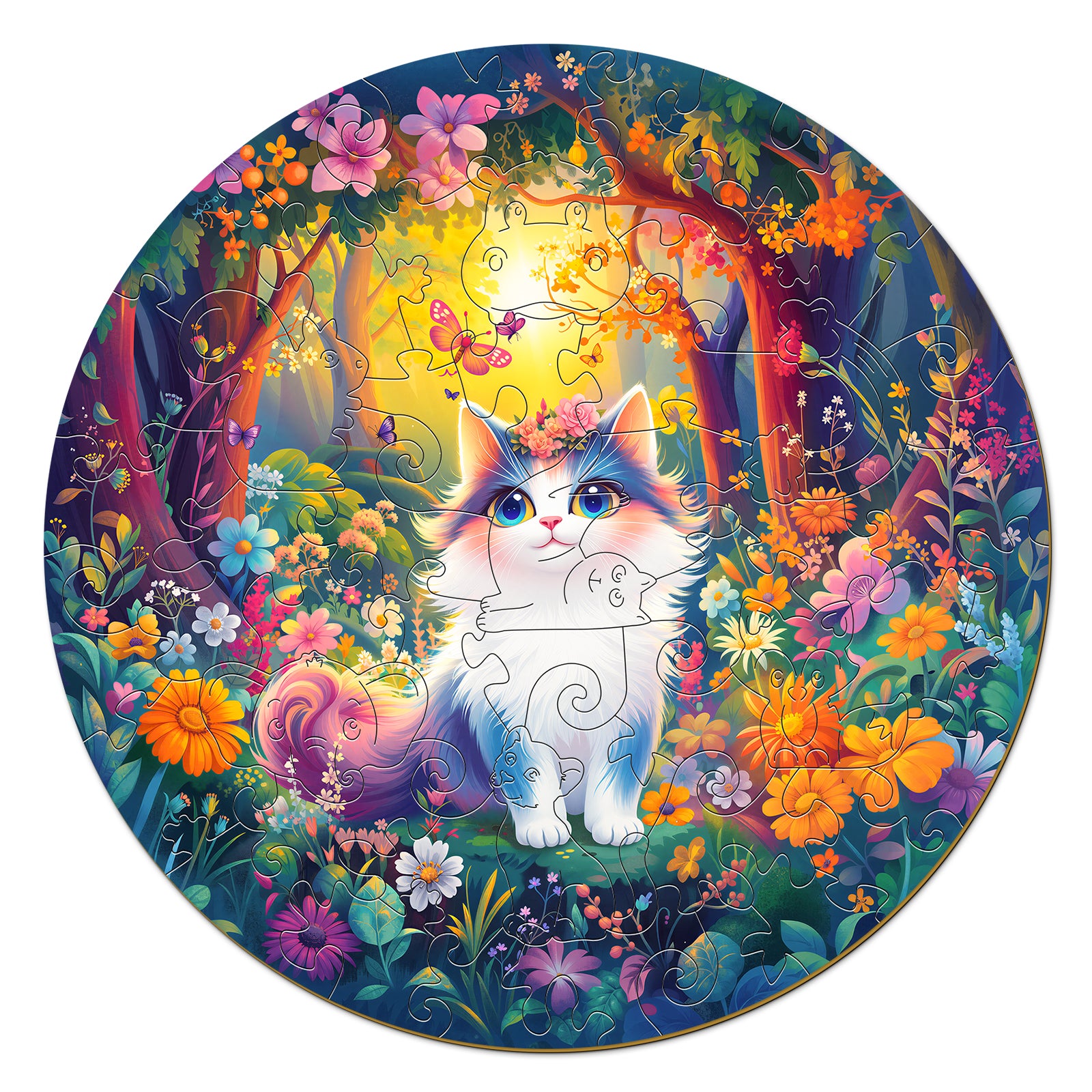 Rainbow Cat 50 Pieces Wooden Puzzles for Kids Ages 4-6 - Aeekdook