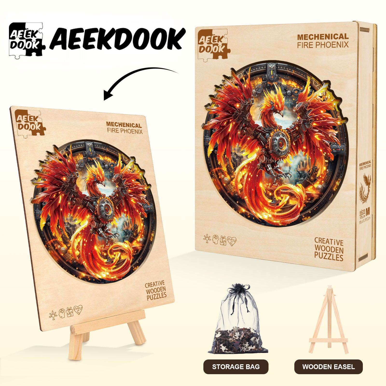 Mechenical Fire Phoenix Wooden Jigsaw Puzzles - Aeekdook