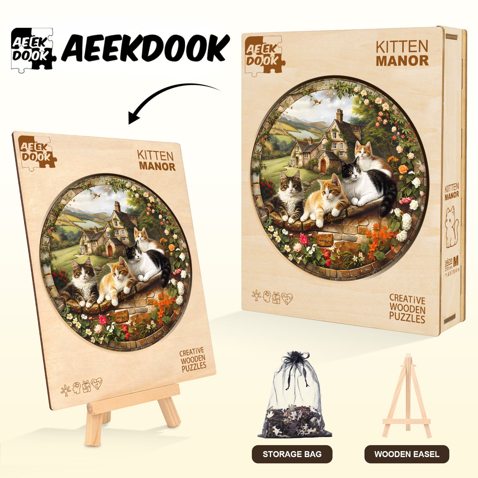 Kitten Manor Wooden Jigsaw Puzzles for Adults - Aeekdook