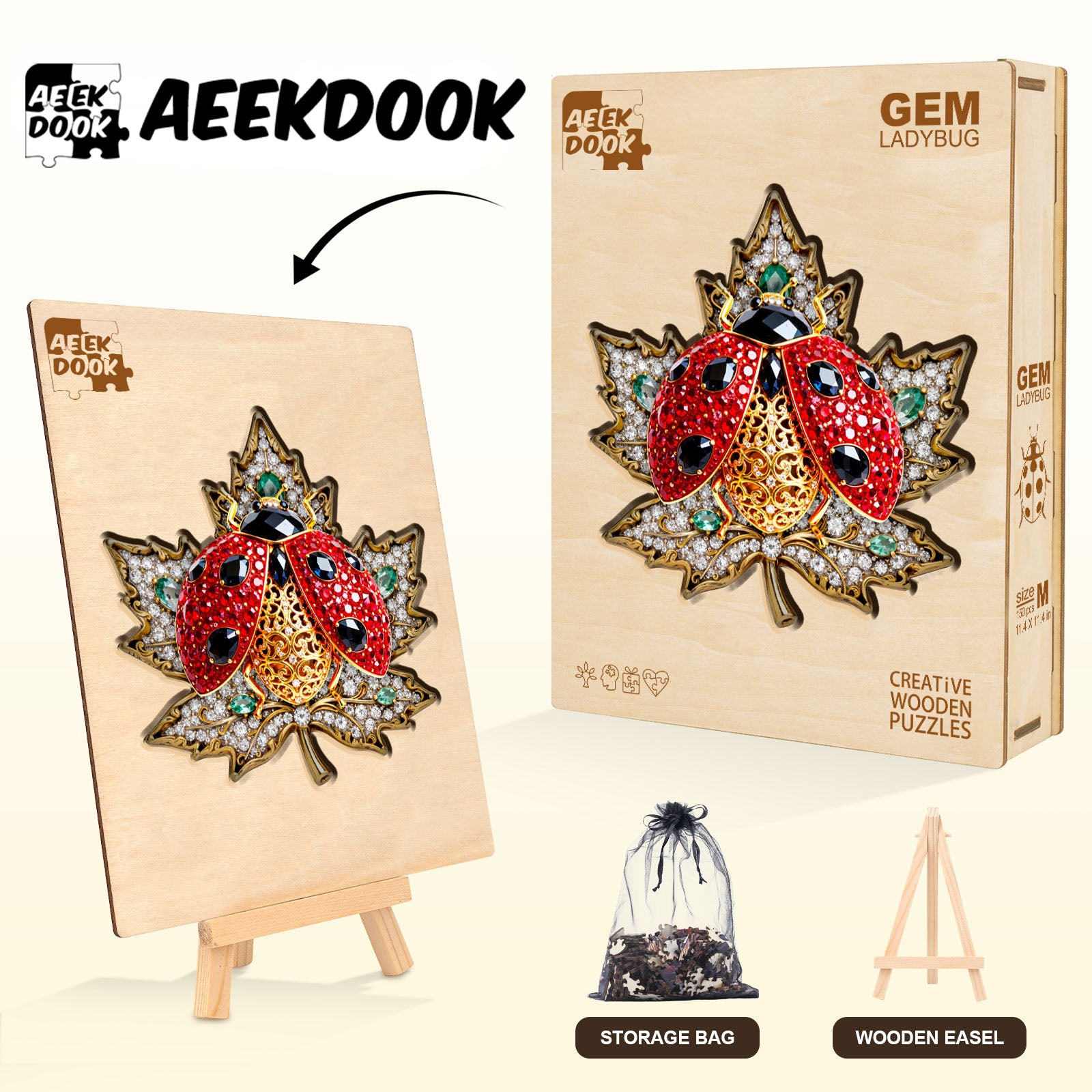 Gem Ladybug Wood Puzzles for Adults - Aeekdook