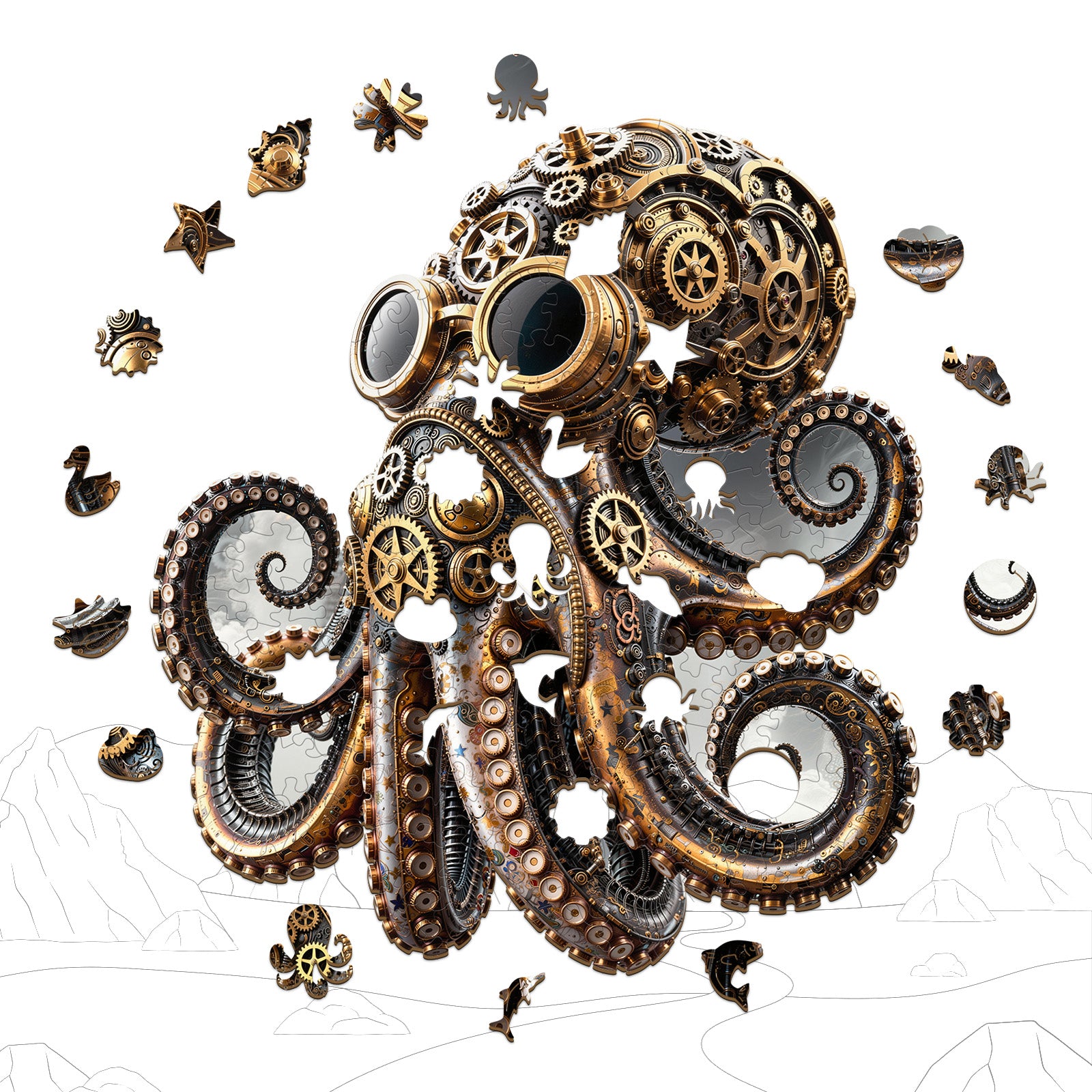 Mechanical Octopus Wooden Jigsaw Puzzles