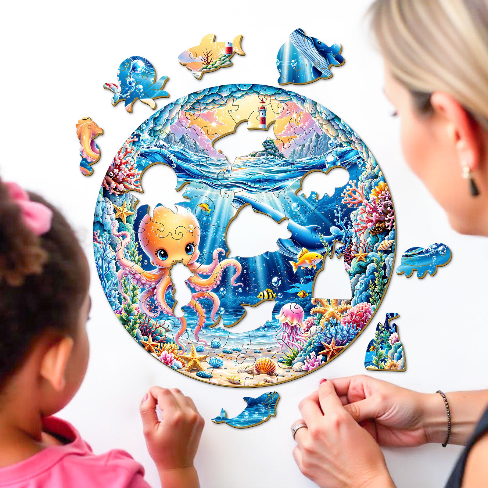 Sea Animals Wooden Jigsaw Puzzle for Kids - Aeekdook