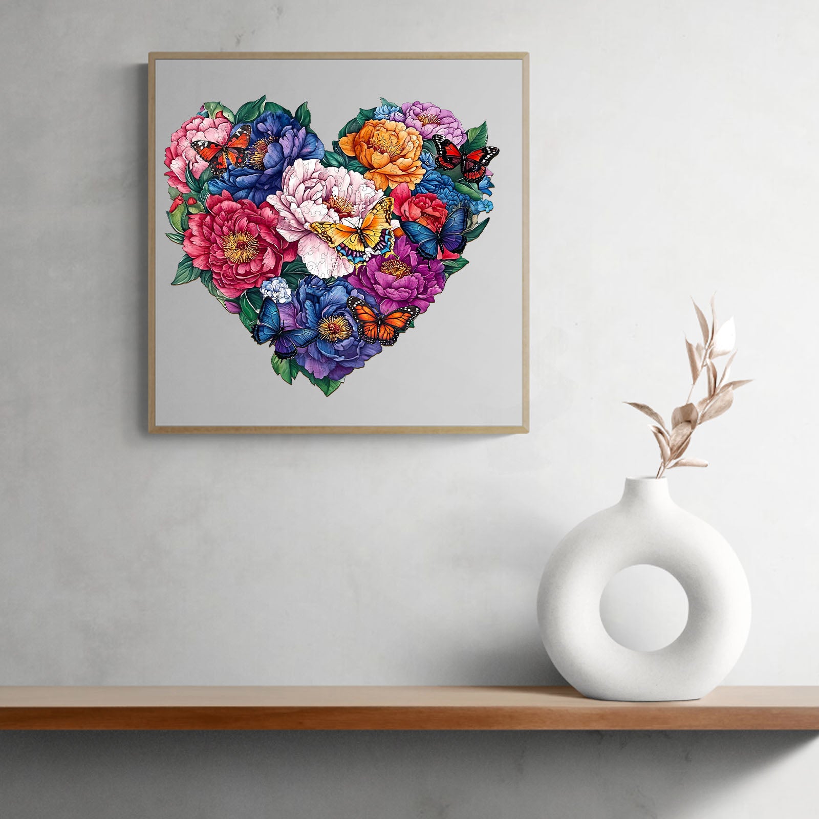 Flower Butterfly Wood Puzzle Garden Nature Art - Aeekdook