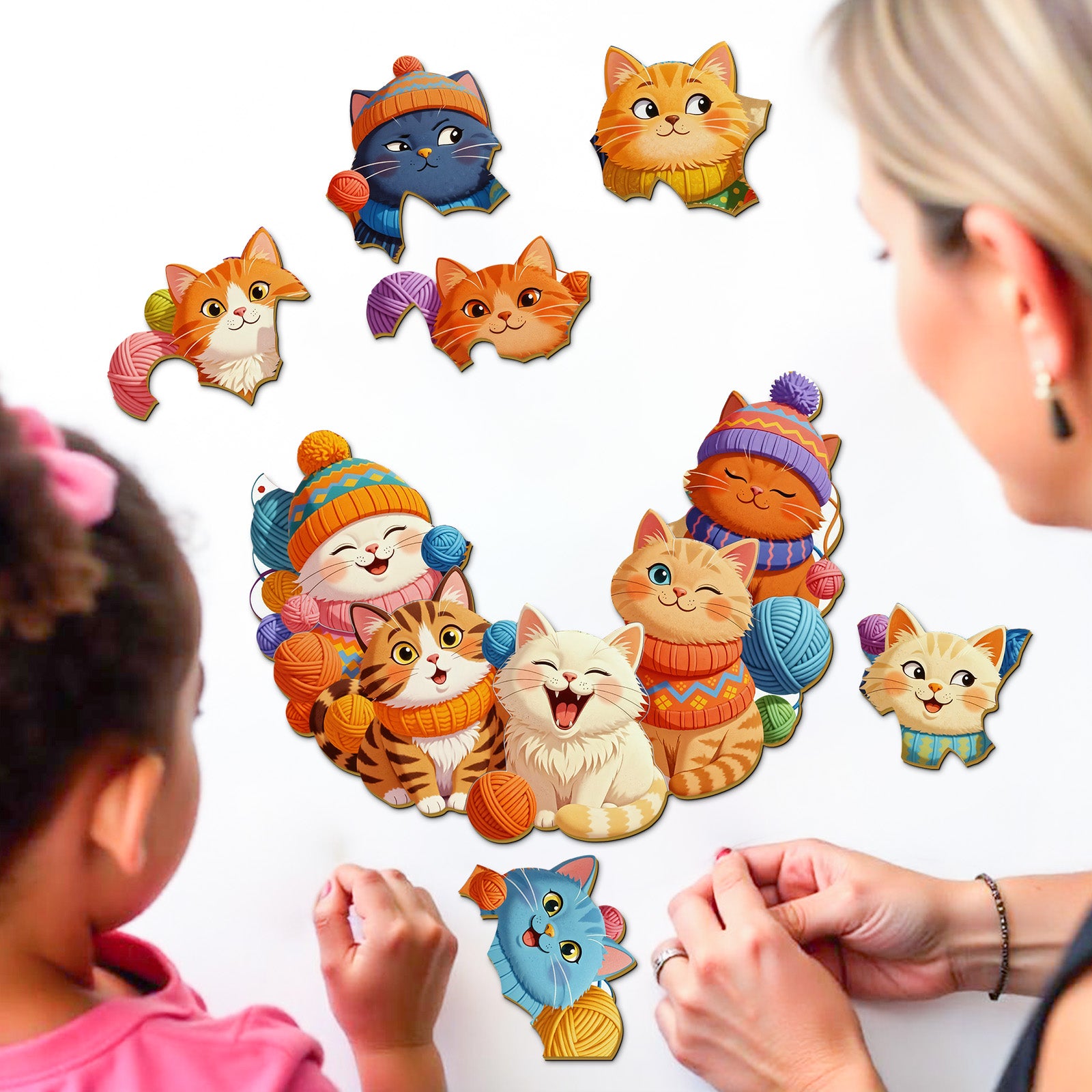 Cats Family Wood Jigsaw Puzzle for Kids - Aeekdook
