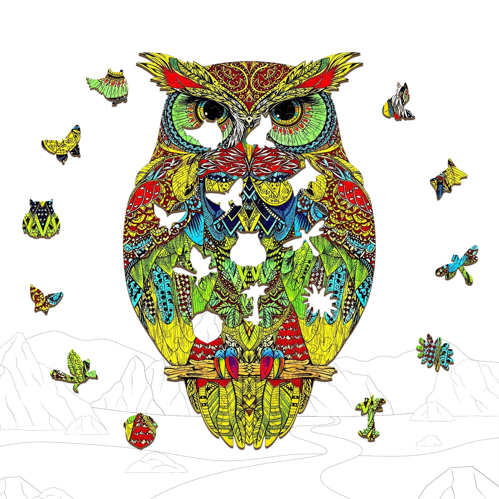 Double-sided Owl Unique Wooden Puzzles