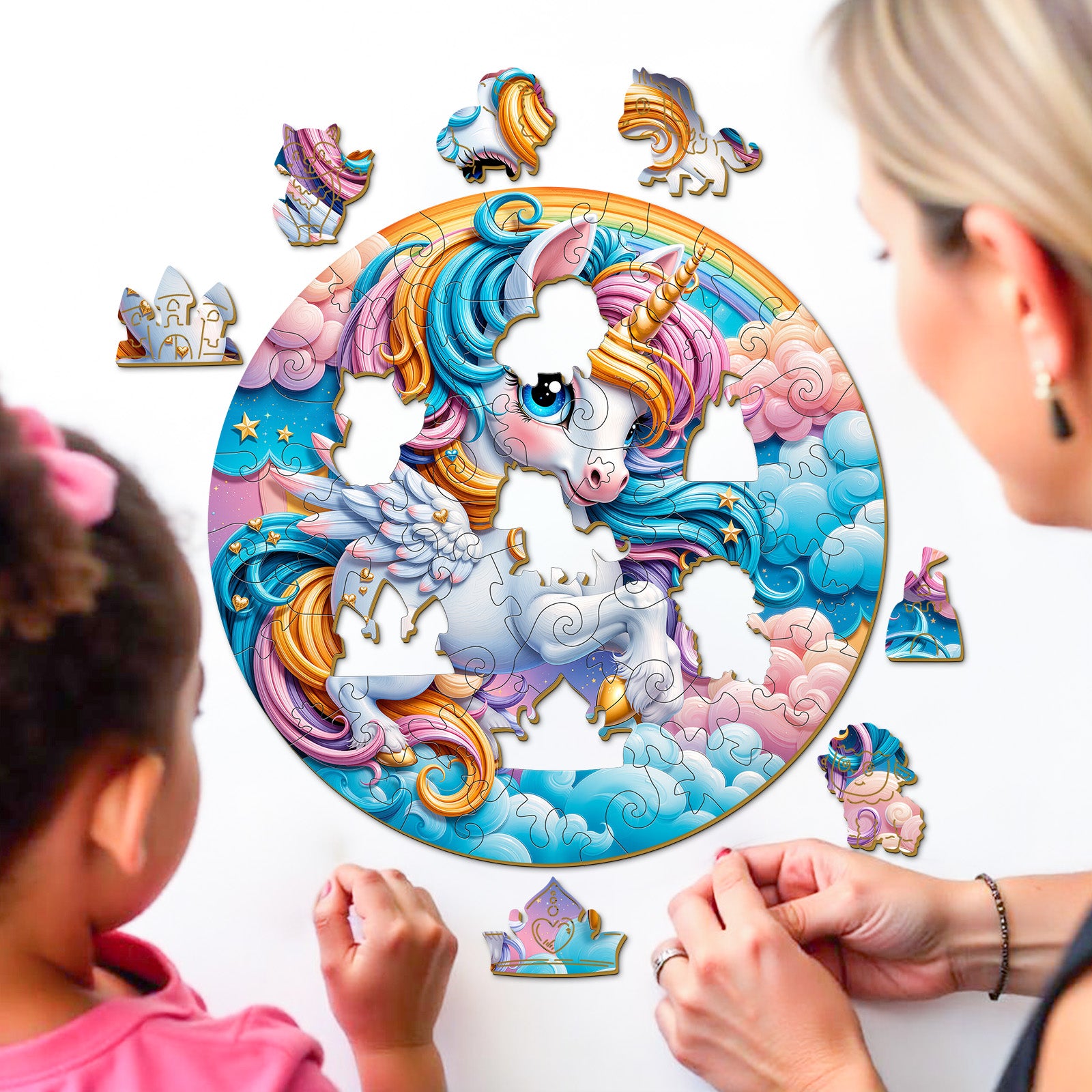 Celestial Unicorn Galaxy Wooden Puzzle for Kids - Aeekdook