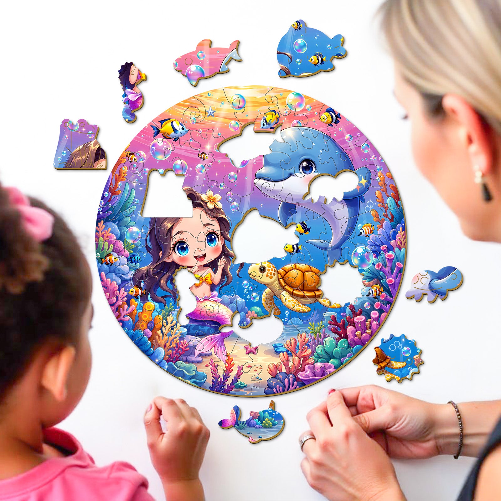 Fairy Ocean Mermaid Wooden Puzzle Enchanting Undersea Jigsaw - Aeekdook