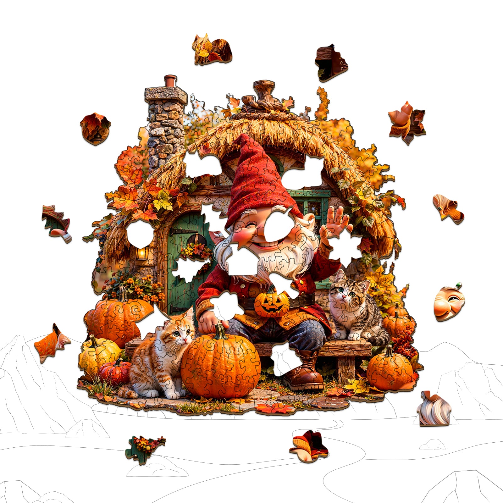 Double-sided Gnome Wooden Jigsaw Puzzles