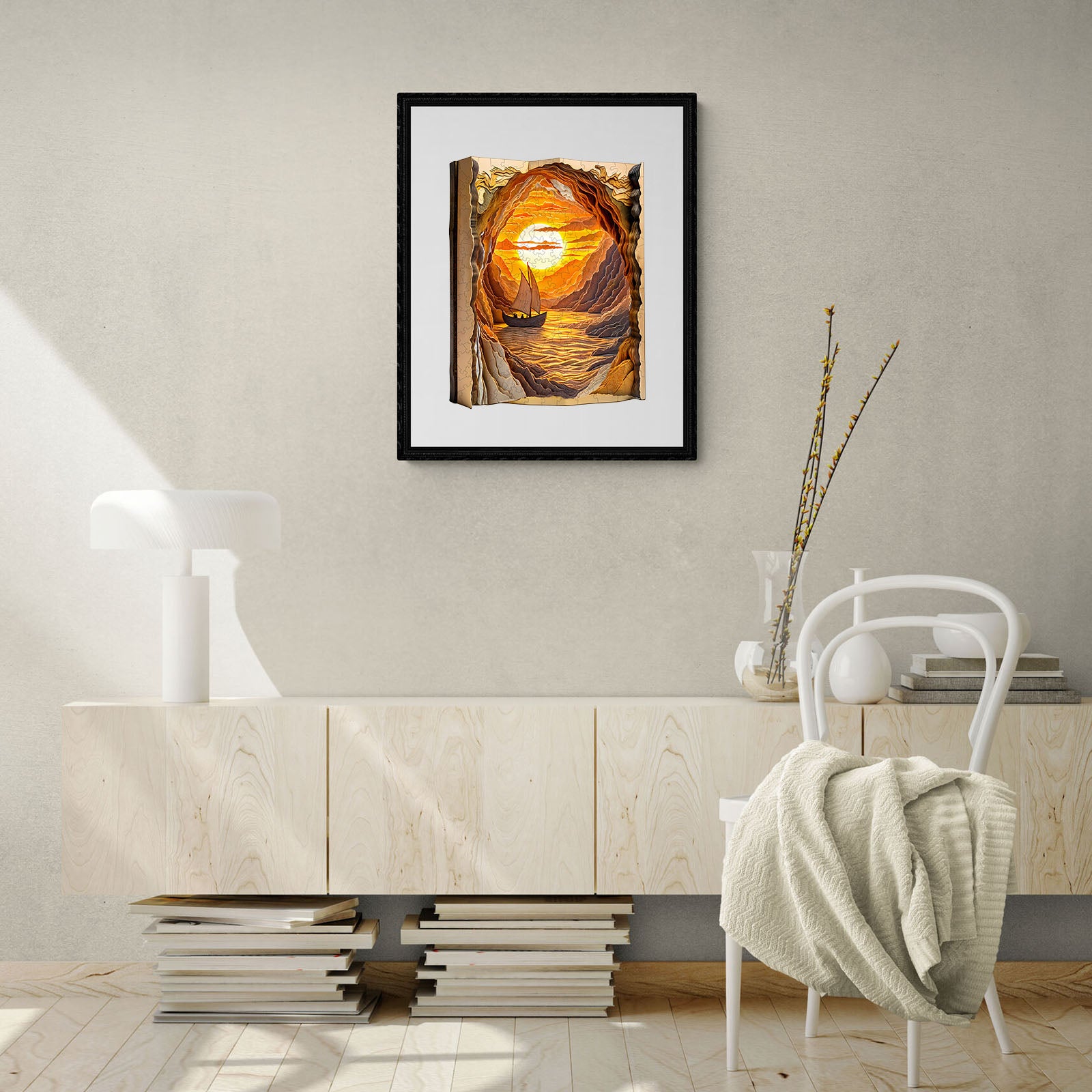 Sunset Sailing Wood Puzzle Nautical Ocean Artwork - Aeekdook