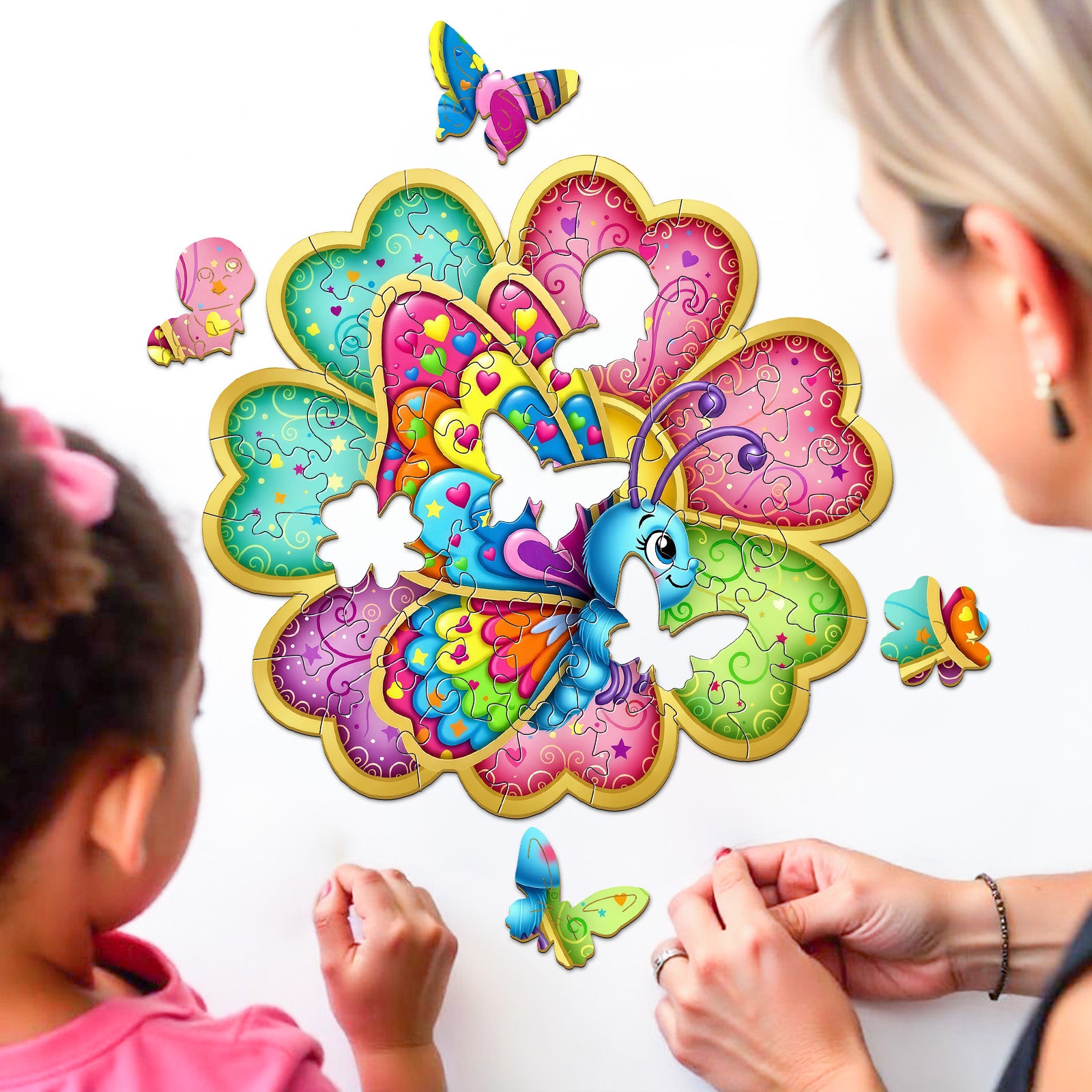 Butterfly and Caterpillar Wood Puzzle Toy for Kids