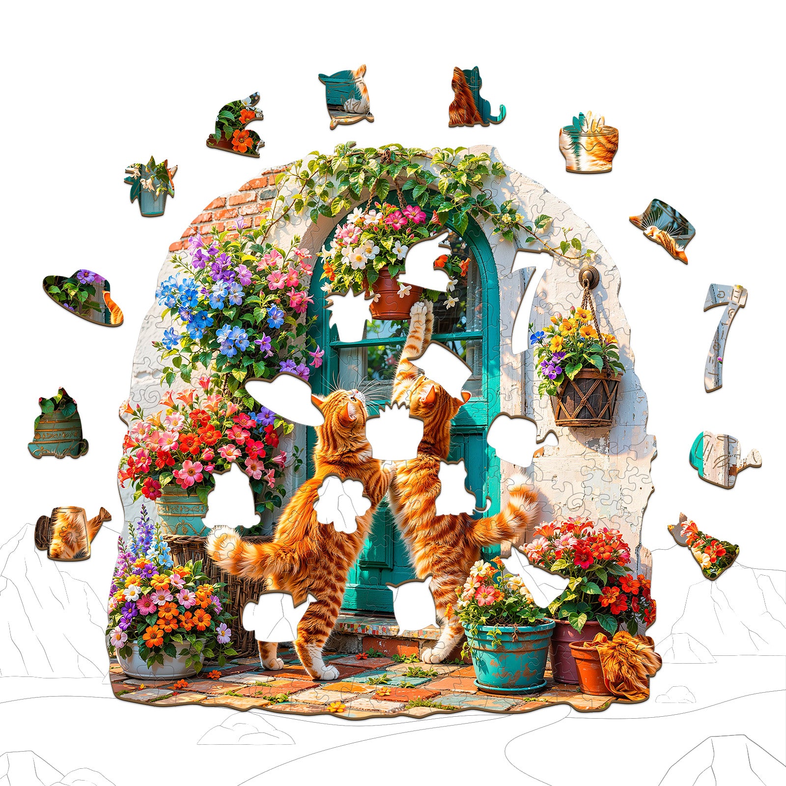 Cats and Flowers Wooden Jigsaw Puzzles for Adults