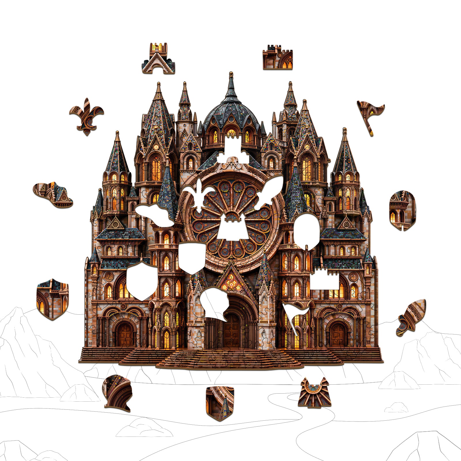 Gothic Church Wooden Puzzles for Adults