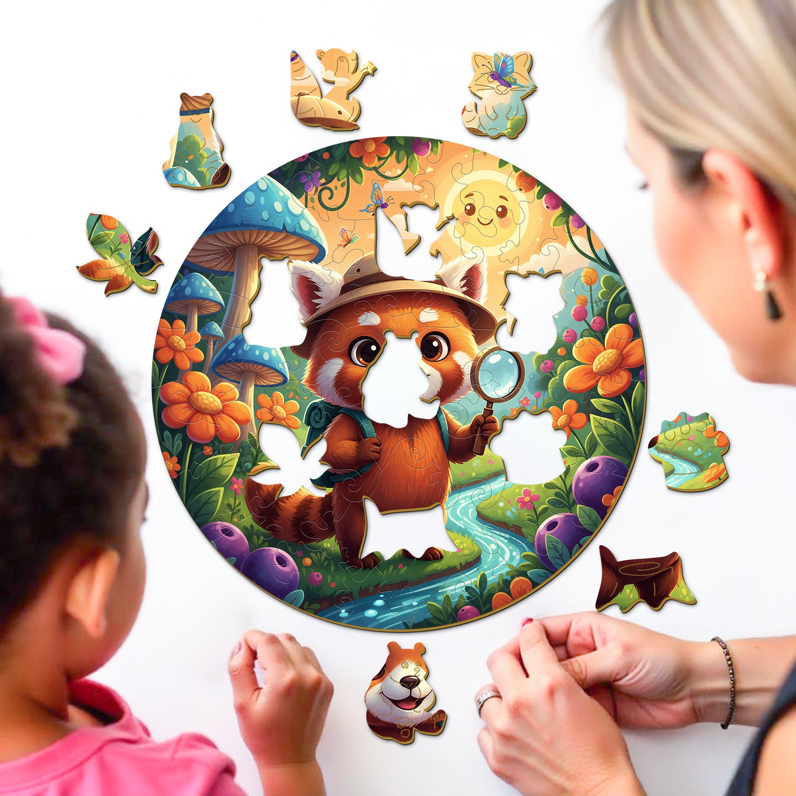 Forest Raccoon Nighttime Wooden Puzzle for Kids - Aeekdook