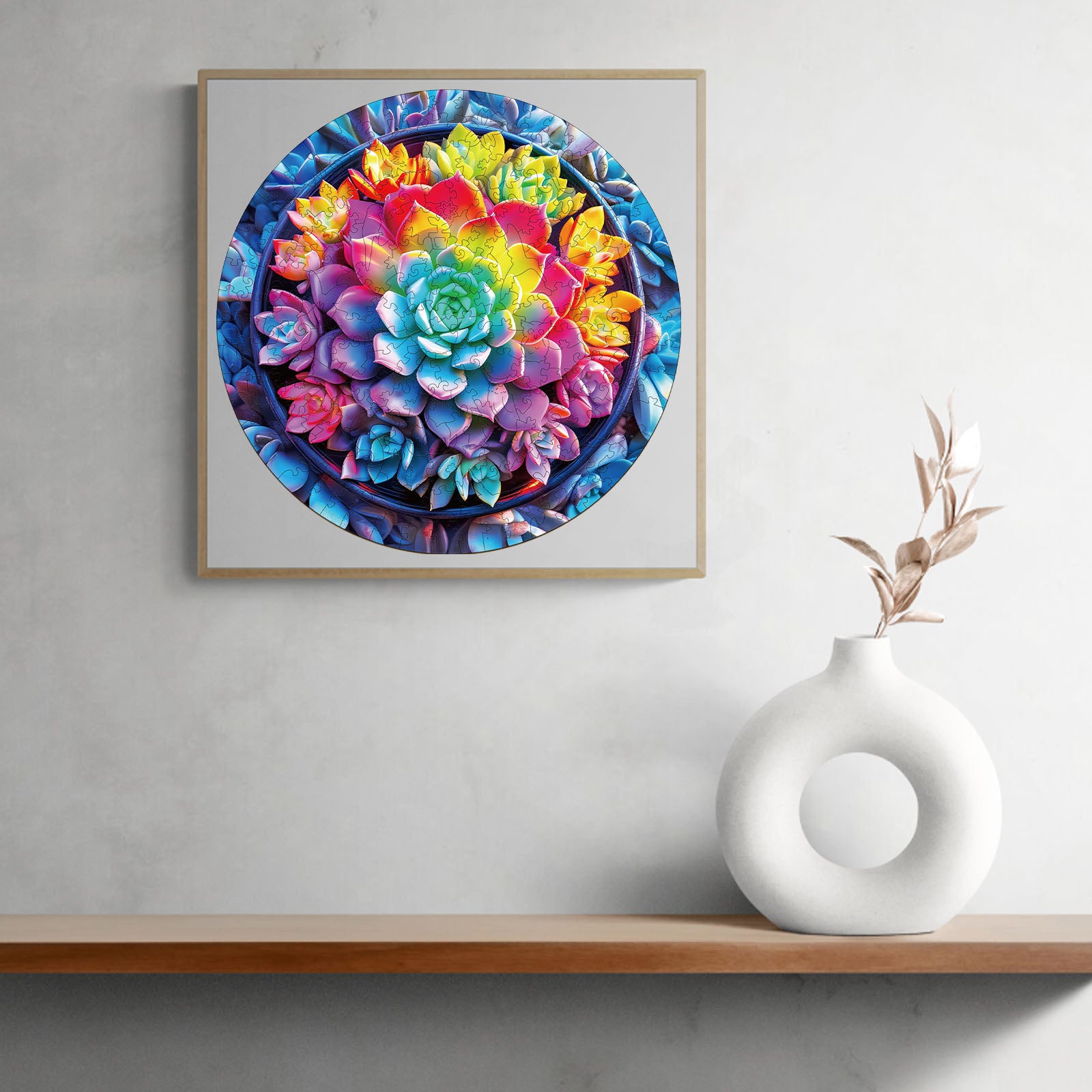 Succulent Plants Wood Puzzle Desert Nature Decor - Aeekdook