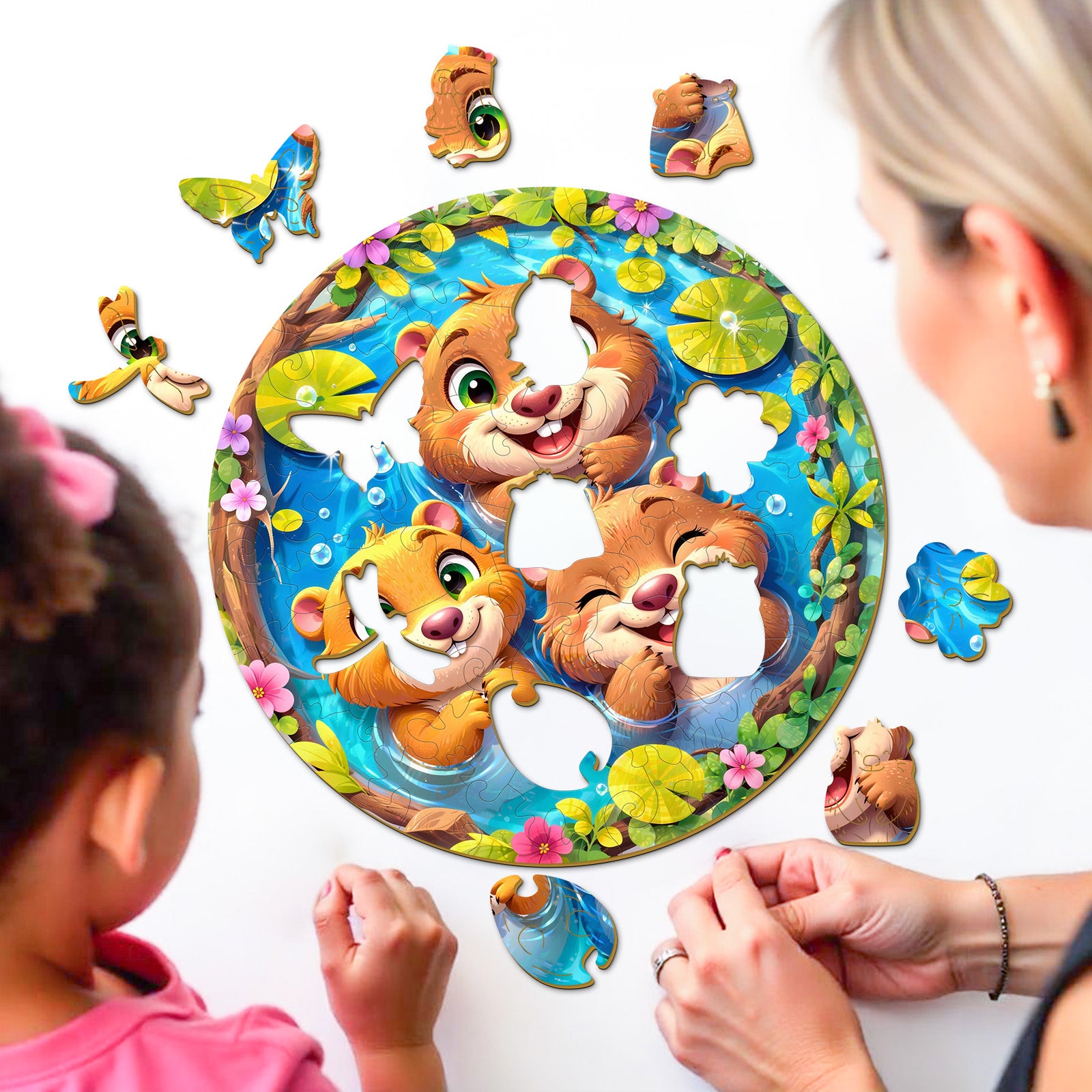 Cute Beavers 50 Pieces Kids Wood Puzzle