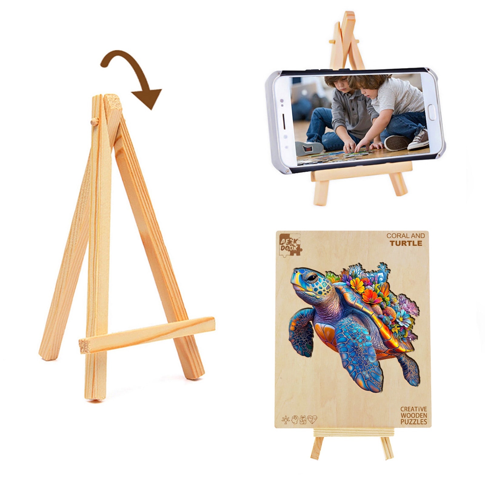 Coraland Turtle Unique Shape Wood Puzzle Ocean Art - Aeekdook