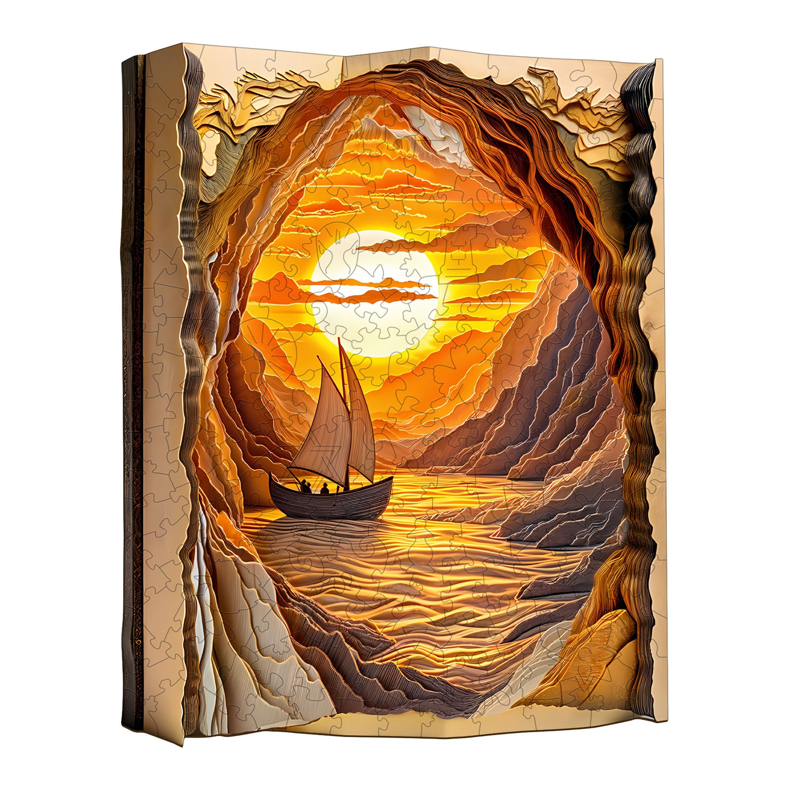 Sunset Sailing Wood Puzzle Nautical Ocean Artwork - Aeekdook