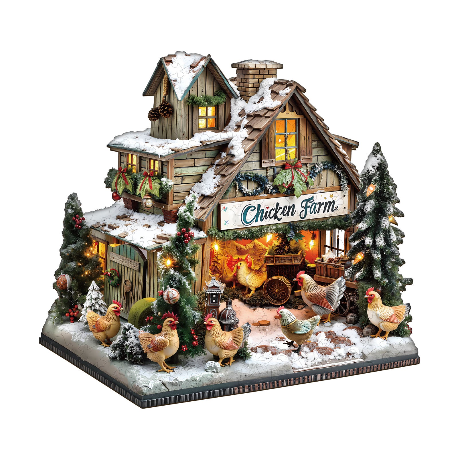 Merry Chickmas Wooden Jigsaw Puzzles - Aeekdook
