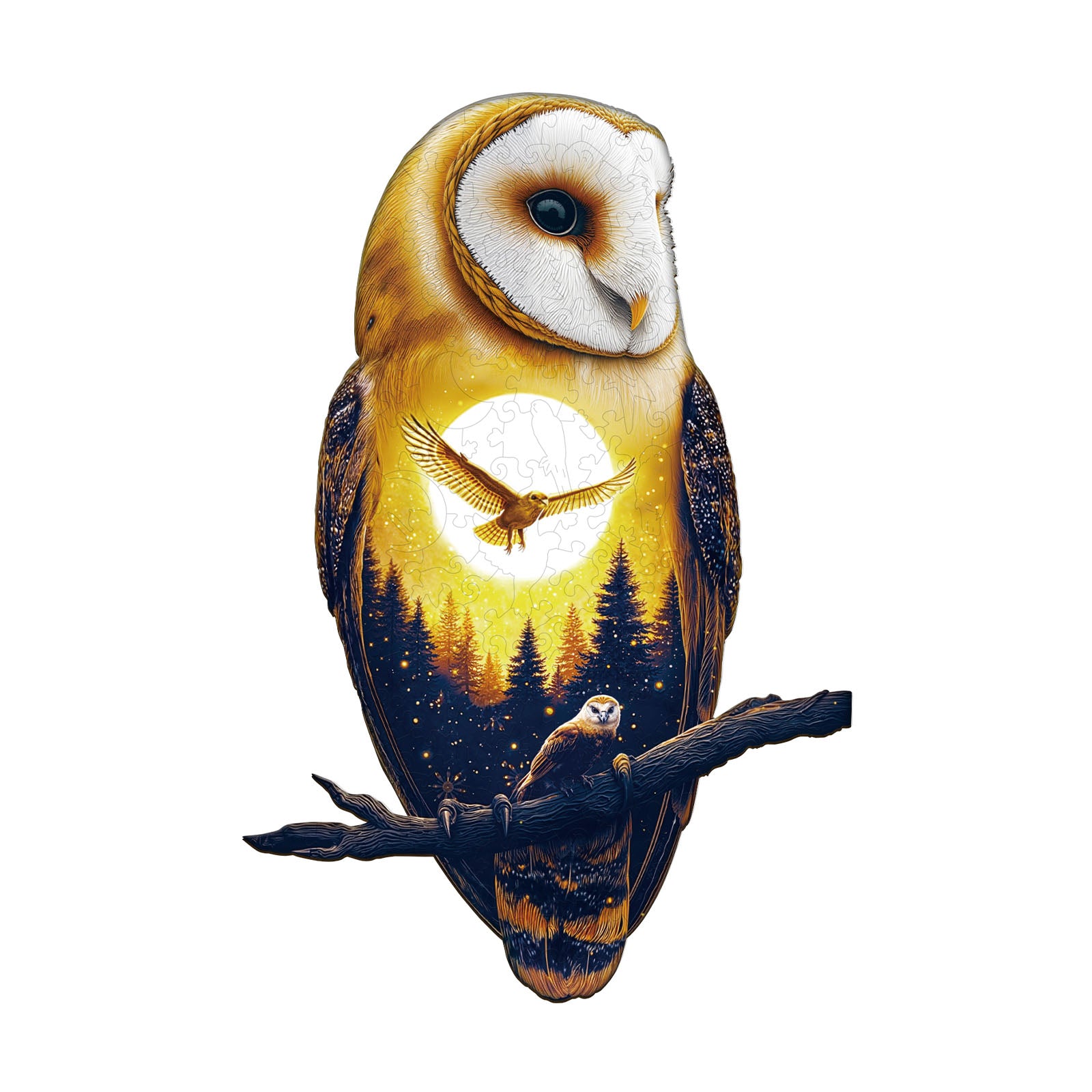 Moonlight Snow Owl Wooden Jigsaw Puzzles for Adults - Aeekdook
