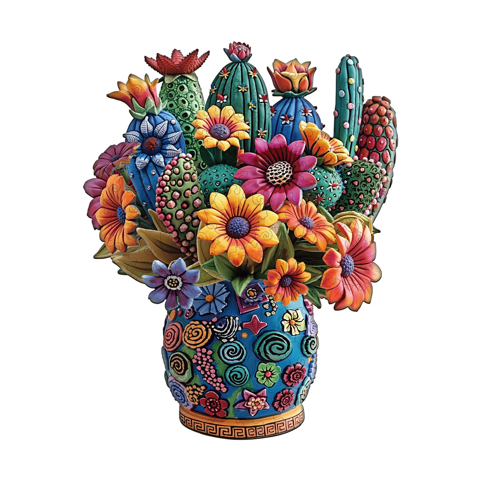 Blooming Cactus Wooden Puzzles for Adults