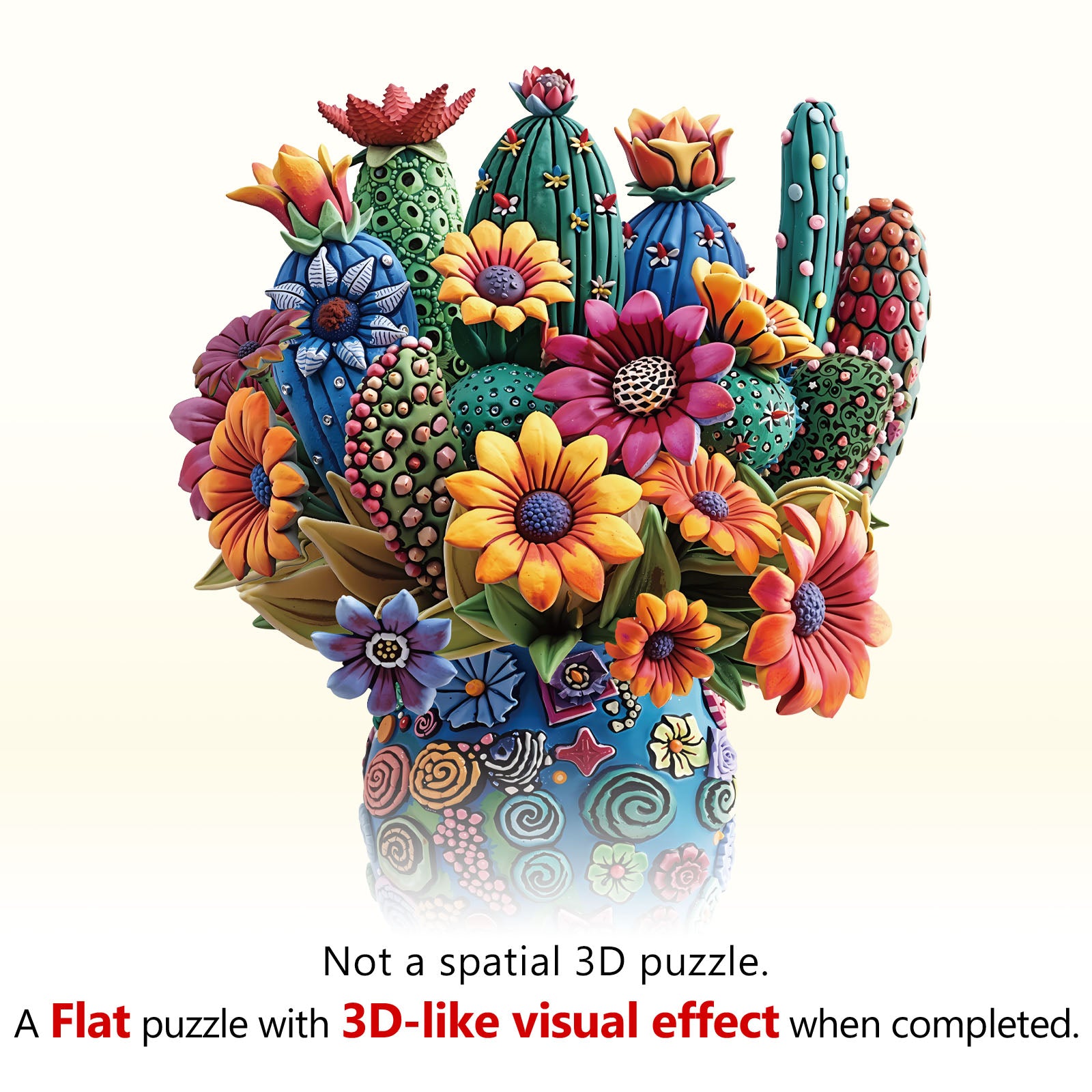 Blooming Cactus Wooden Puzzles for Adults