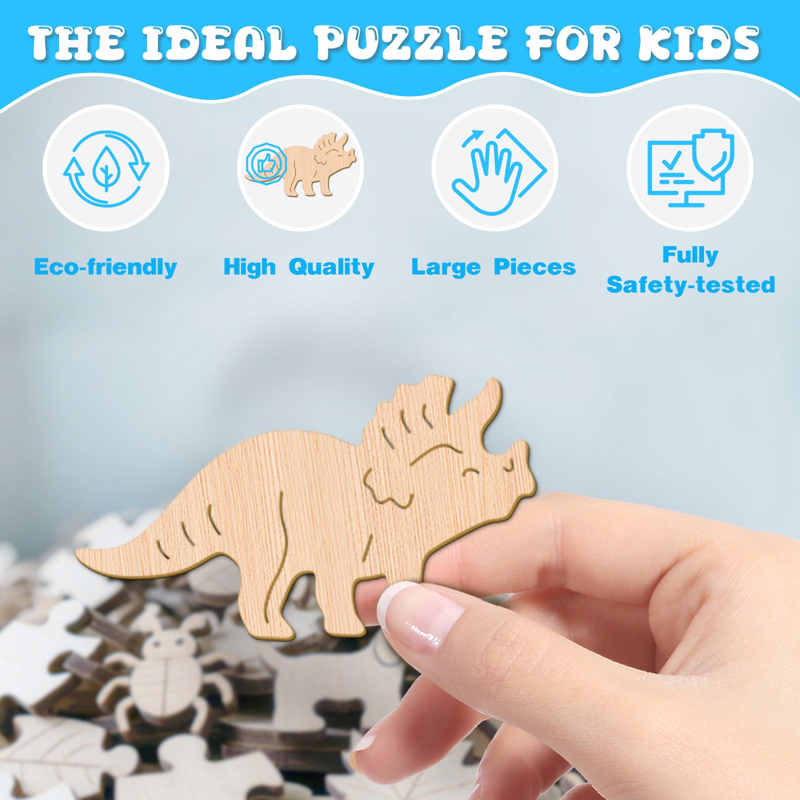 Fantasy Triceratops 28 Piece Kids Wood Puzzle