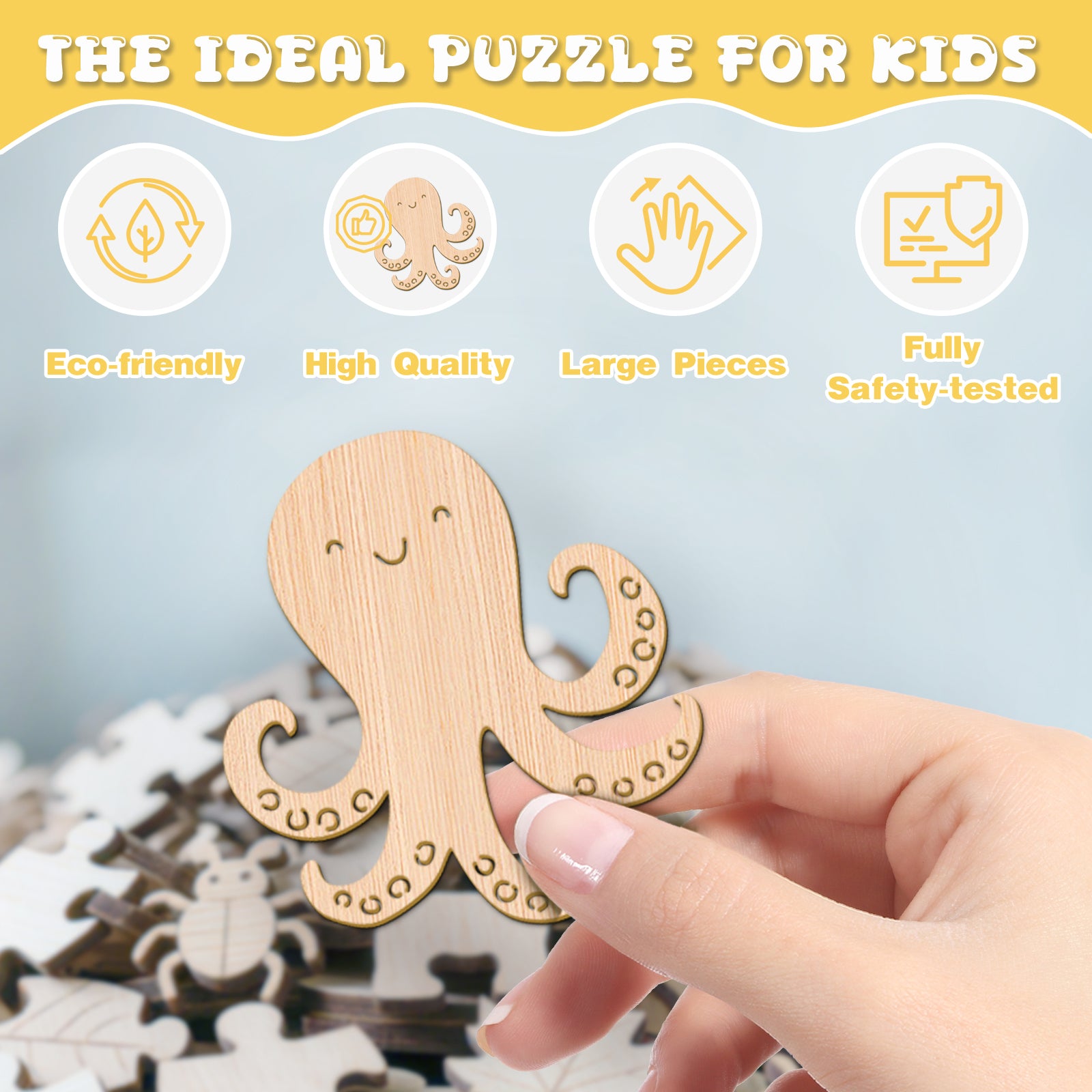 Ocean Octopus Wooden Puzzle for Toddlers - Aeekdook