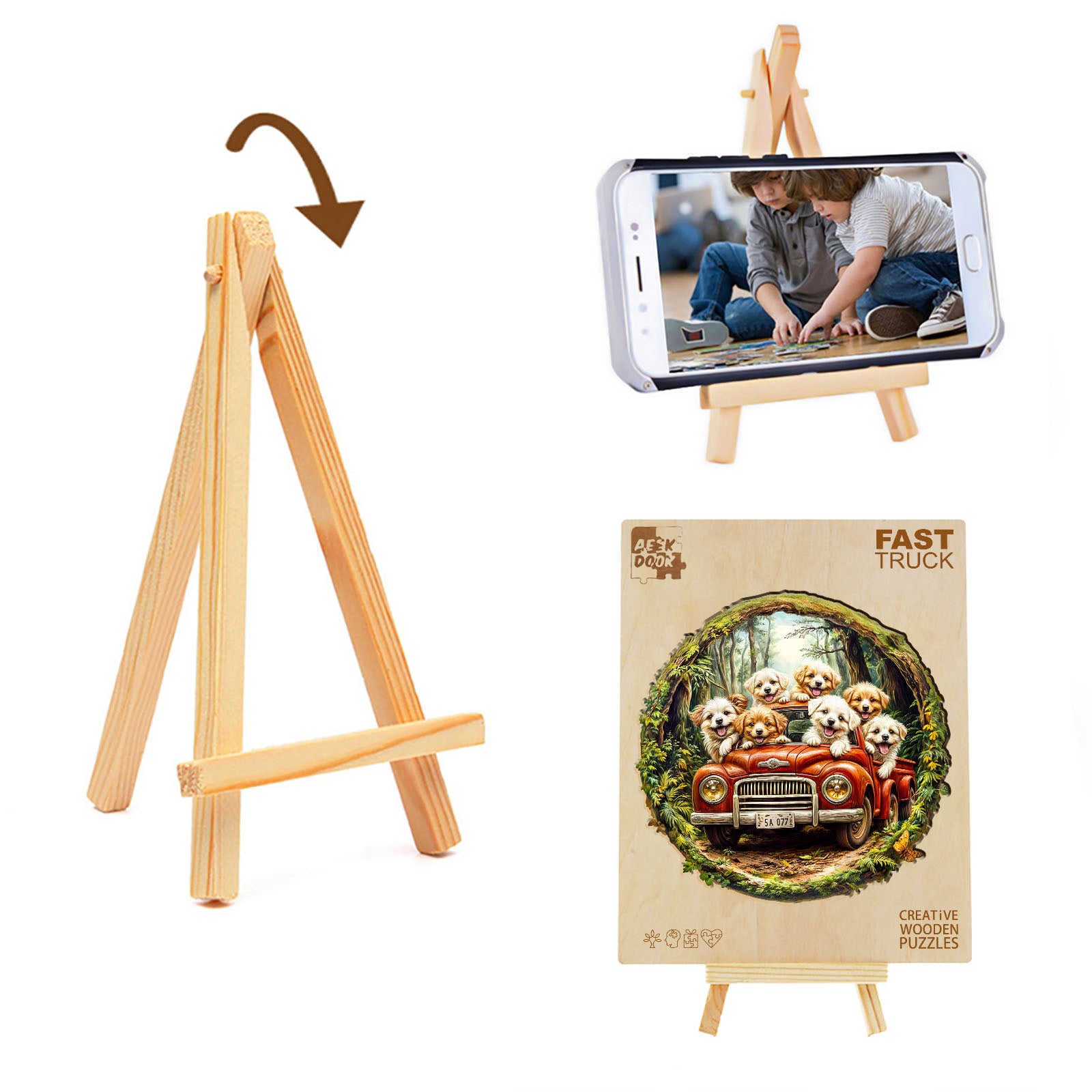 Fast Truck Wood Puzzle Vehicle Brain Teaser for Boys - Aeekdook