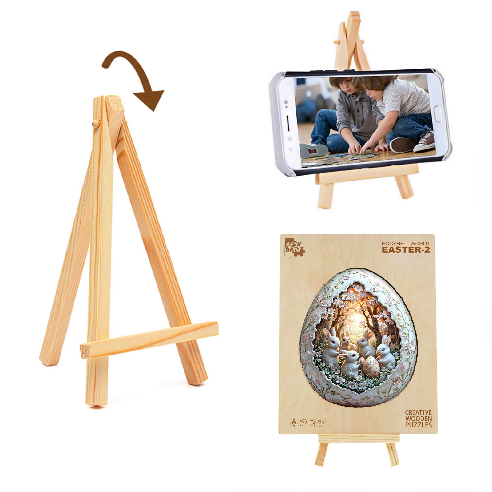 Eggshell World Wood Puzzle Surreal Miniature Art - Aeekdook