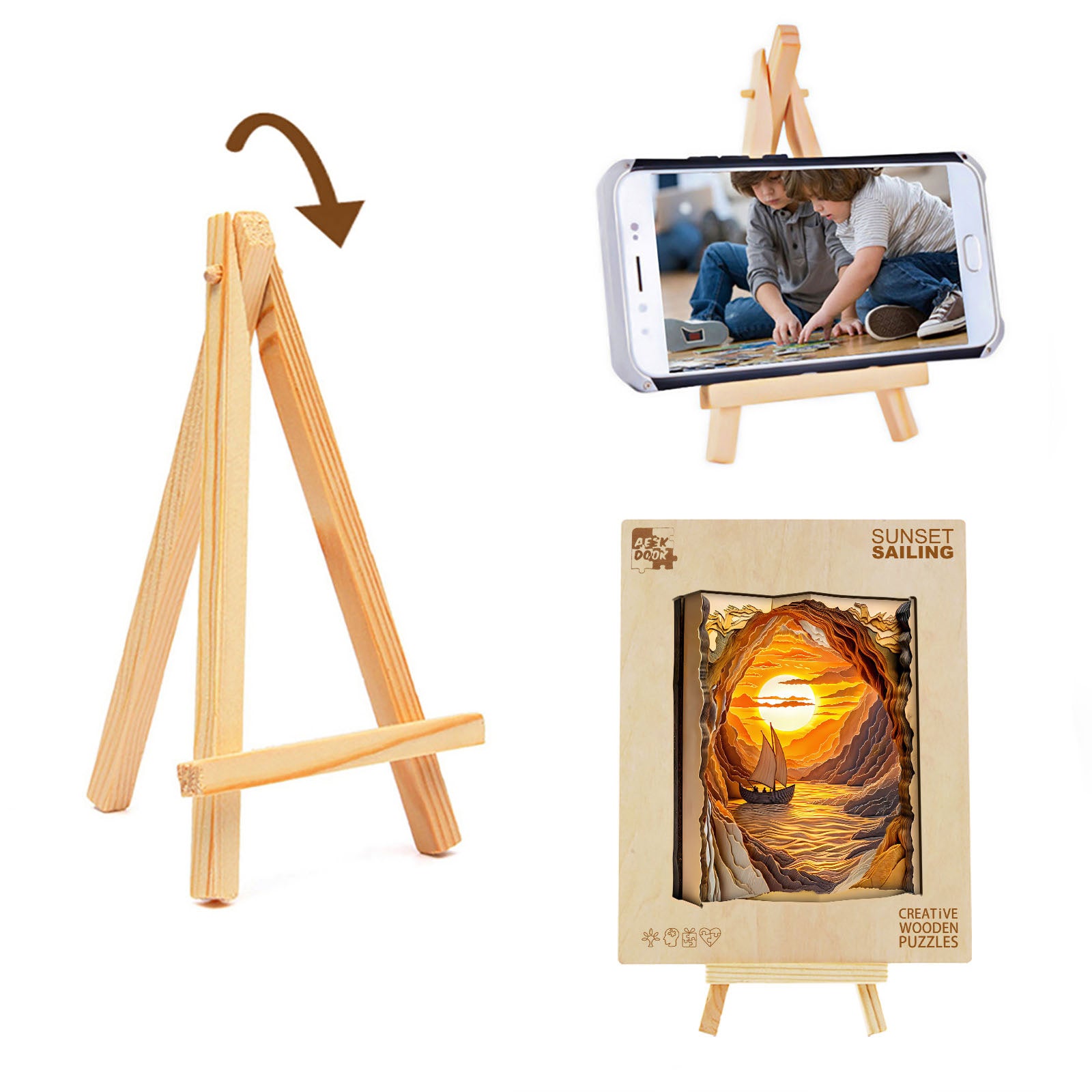 Sunset Sailing Wood Puzzle Nautical Ocean Artwork - Aeekdook