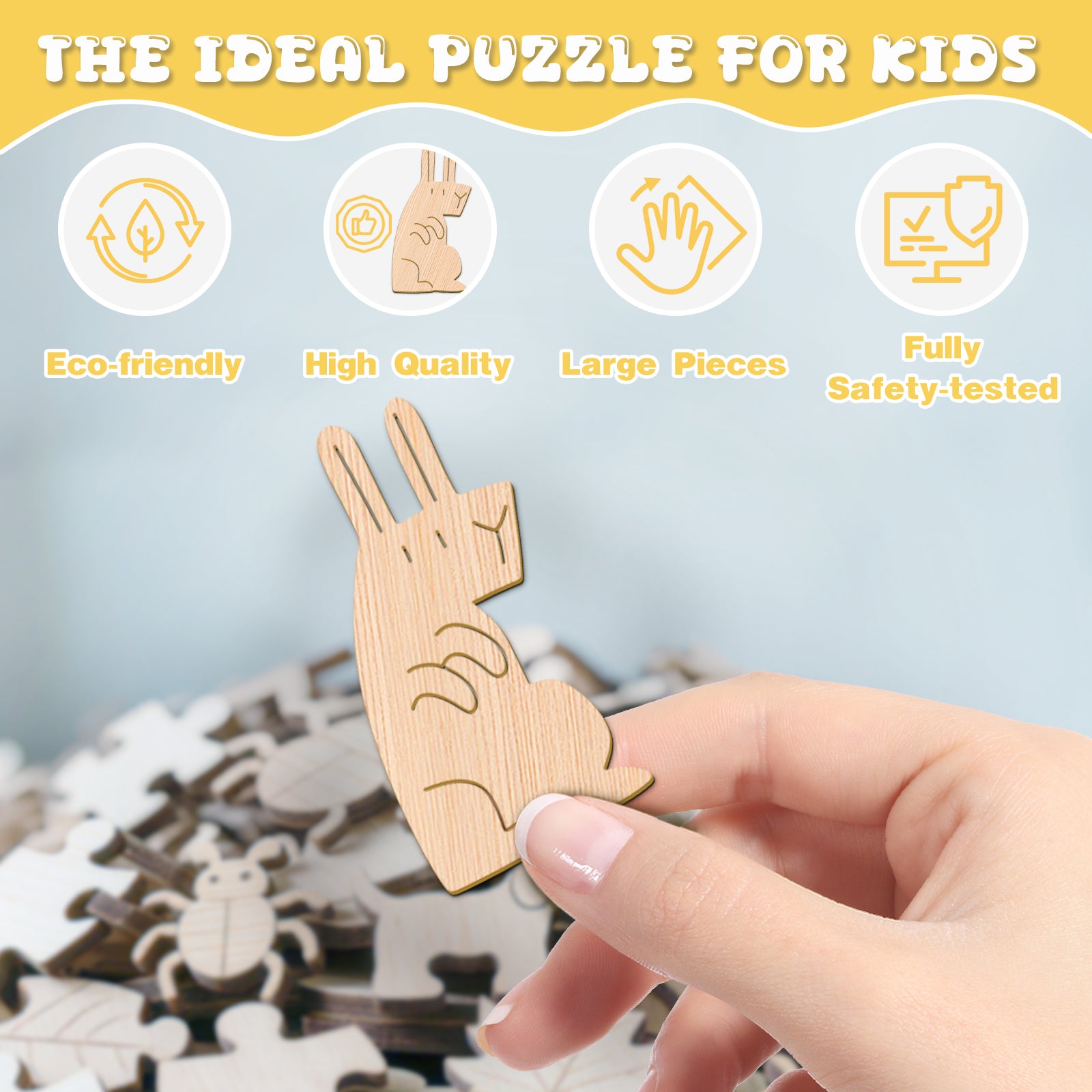 Fairy Rabbit Wood Puzzle Whimsical Montessori Learning Toy - Aeekdook