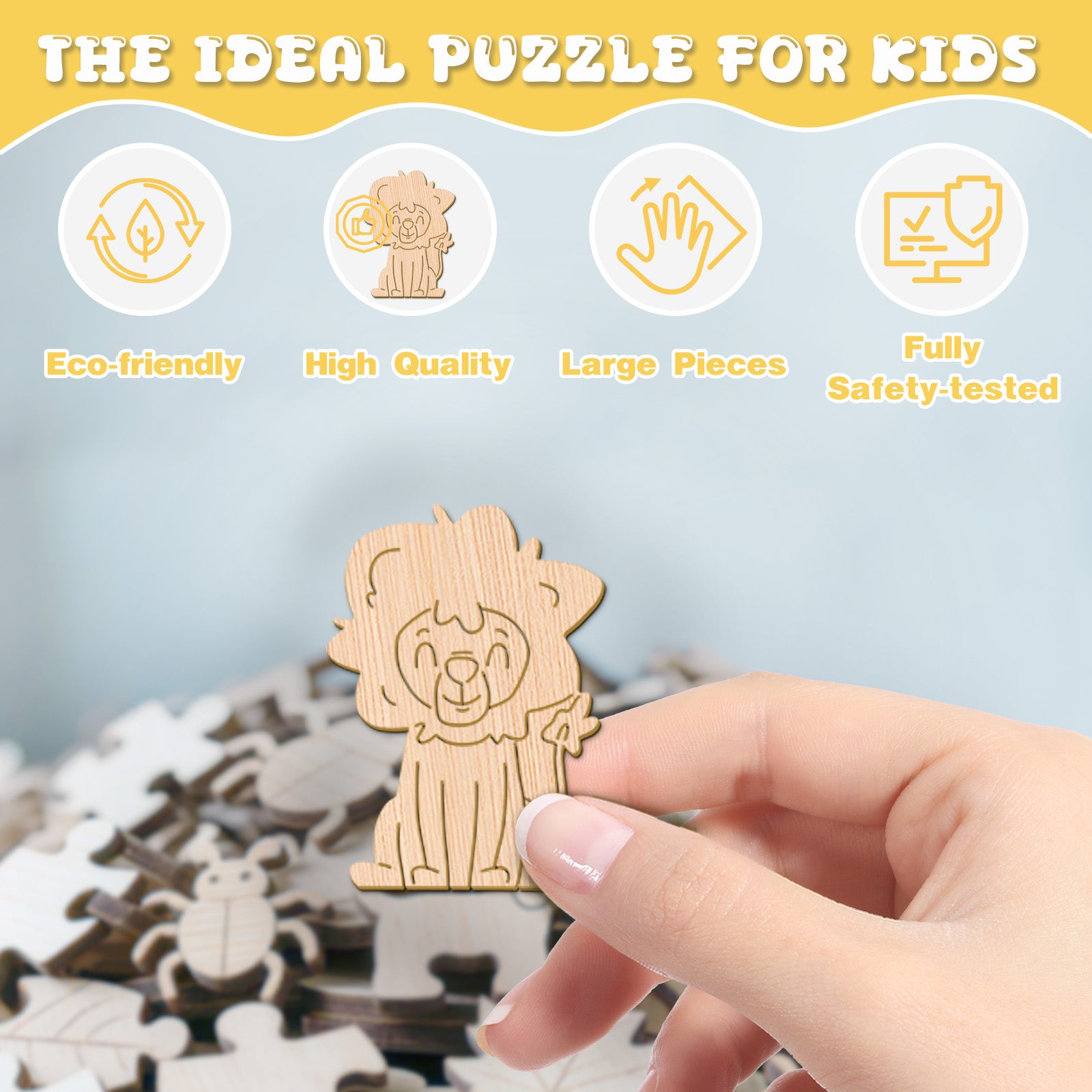 Animals Party Wooden Puzzle Interactive Celebration Jigsaw Toy - Aeekdook
