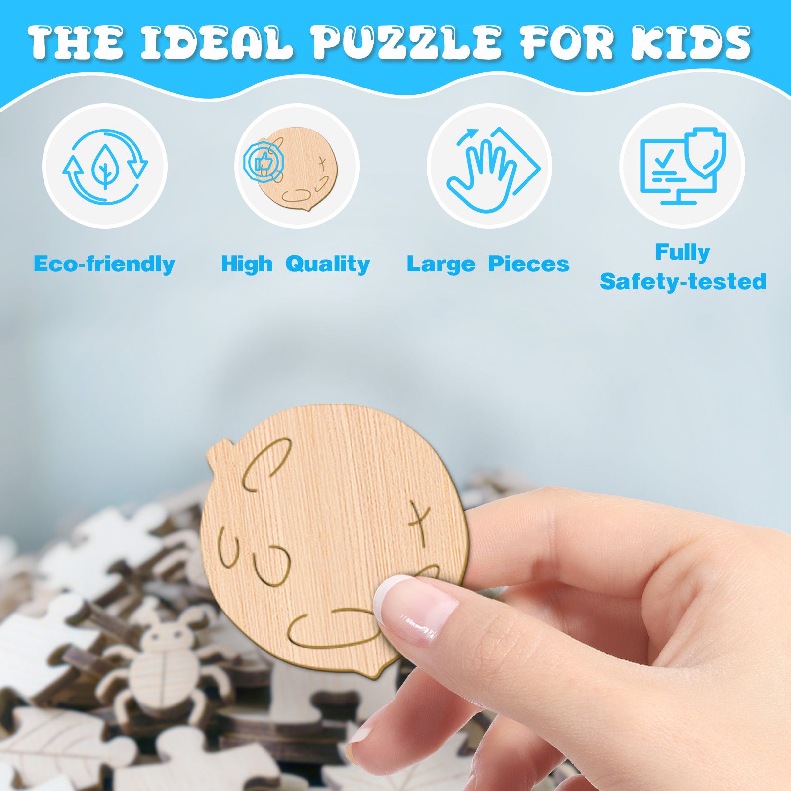 Outer Space Astronaut Wooden Jigsaw Puzzle for Kids - Aeekdook