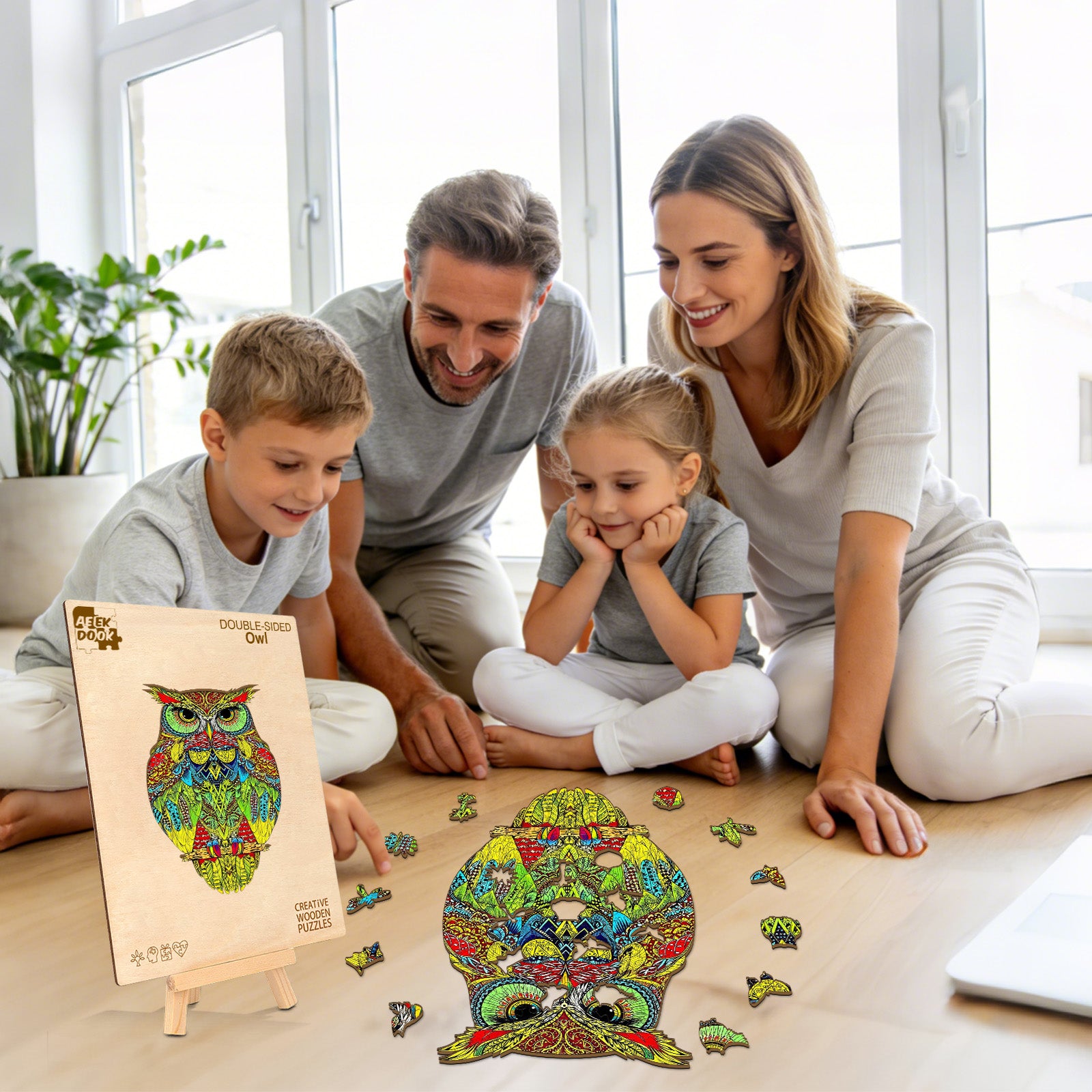 Double-sided Owl Unique Wooden Puzzles