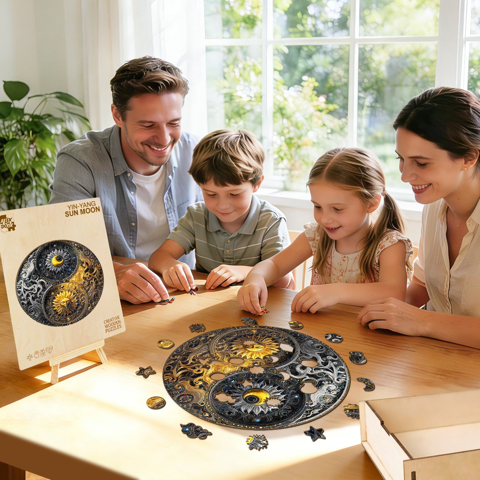 Yin-Yang Sun Moon Unique Wooden Puzzles