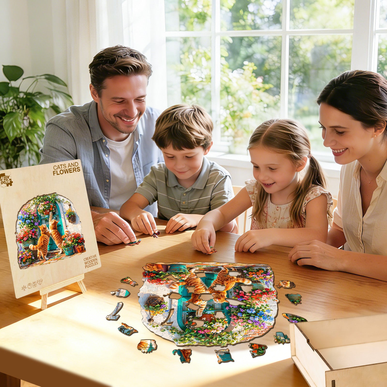 Cats and Flowers Wooden Jigsaw Puzzles for Adults