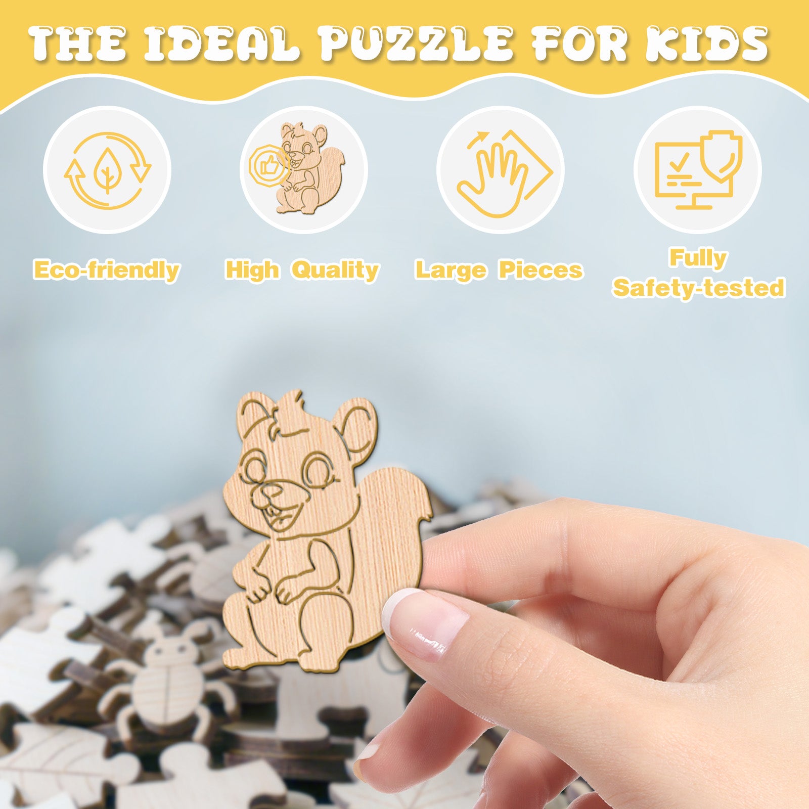 Cute Squirrel Autumn Wooden Toy for Kids - Aeekdook