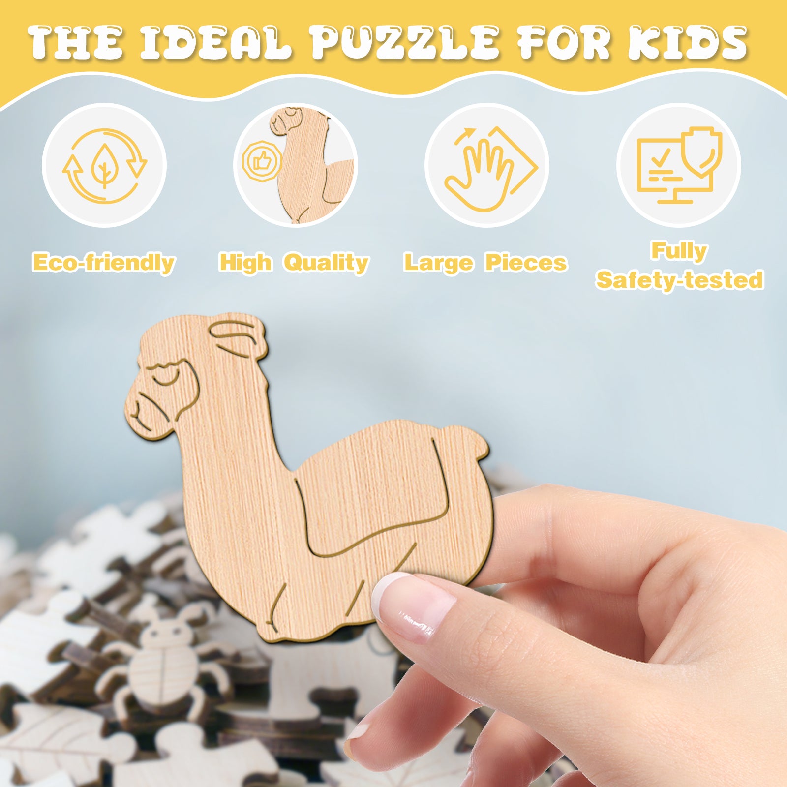 Rainbow Alpaca 50 Pieces Wooden Puzzles for Kids Ages 4-6 - Aeekdook