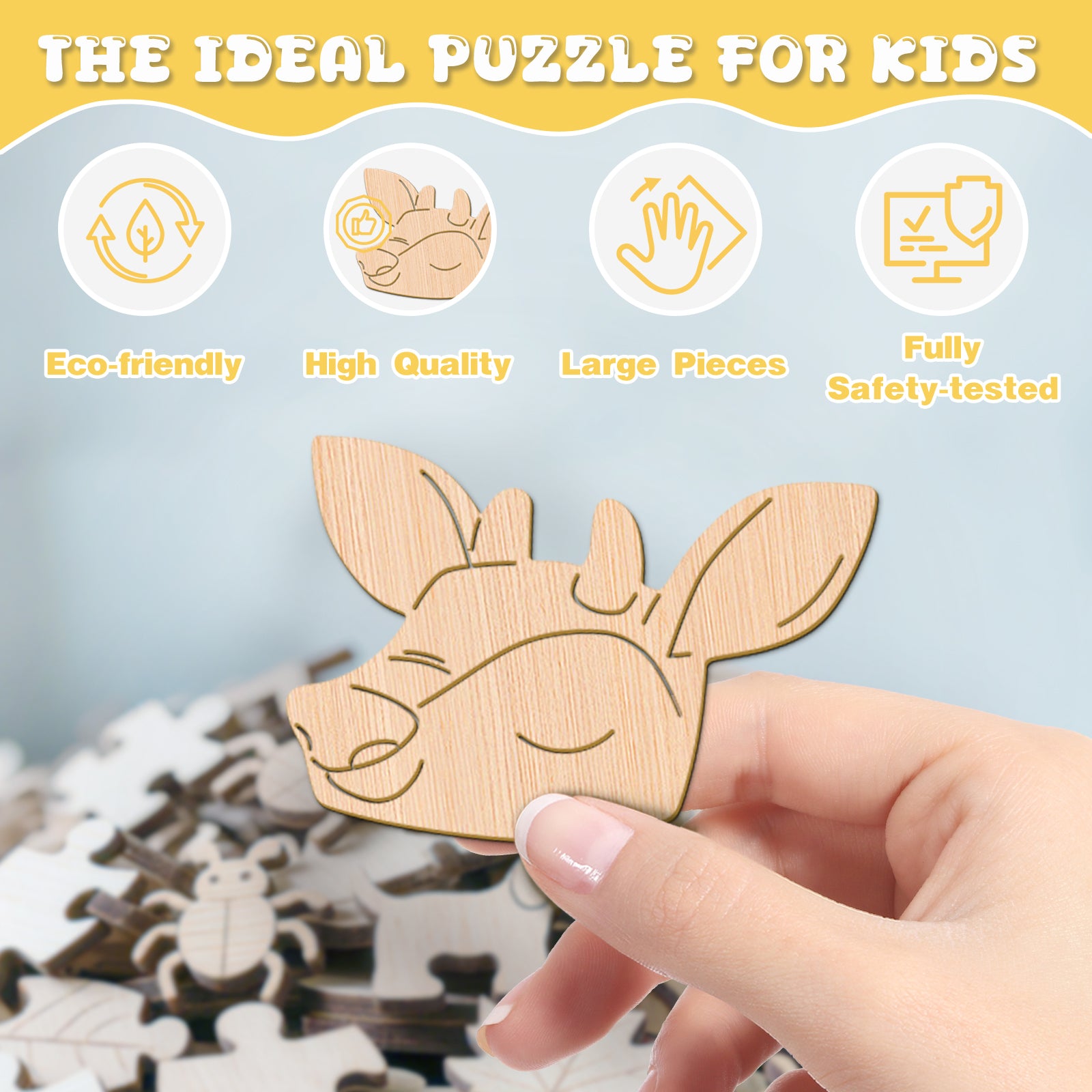 Rainbow Deer 50 Pieces Wooden Puzzles for Kids Ages 4-6 - Aeekdook